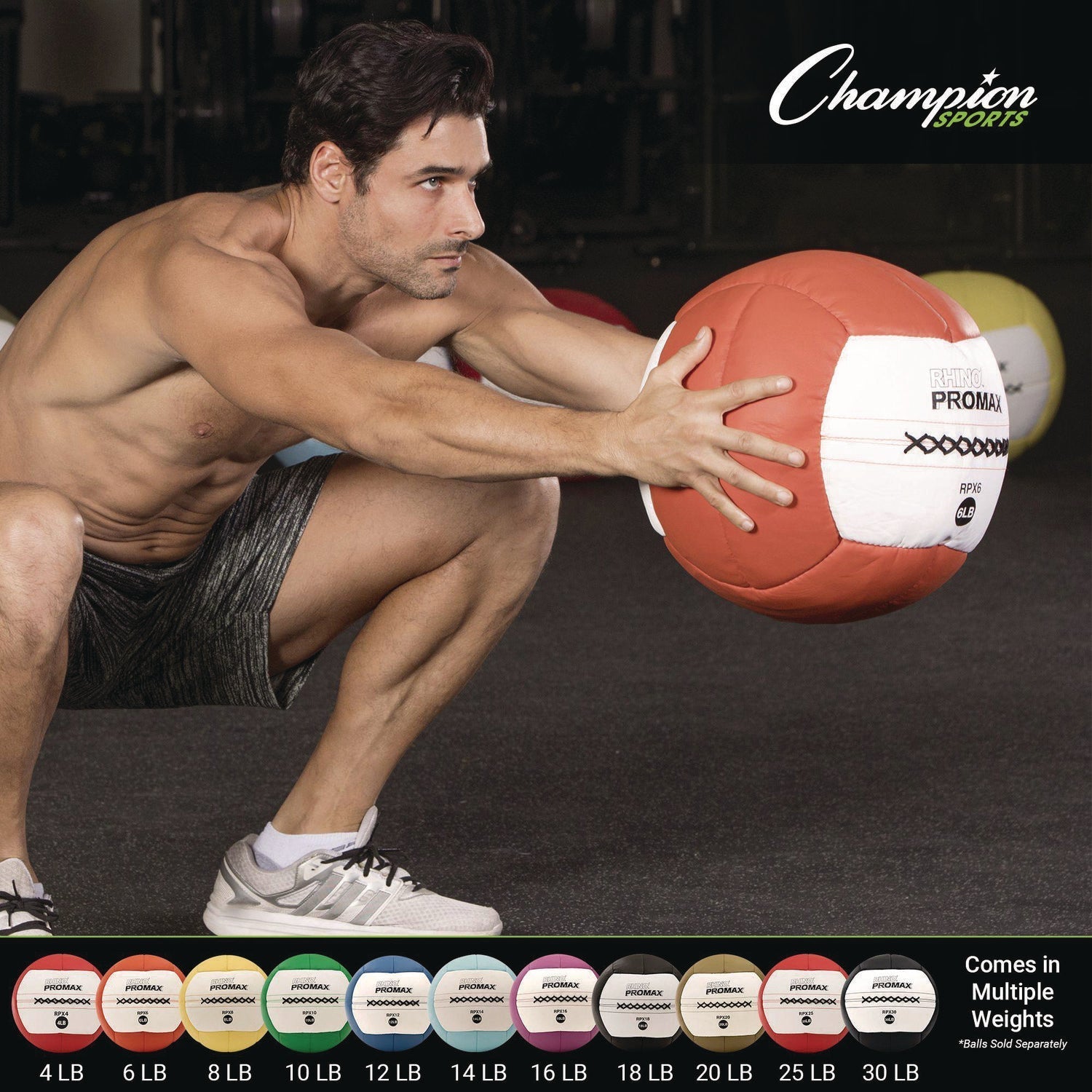 Champion Sports Rhino Promax Medicine Ball, 4 lb, Red