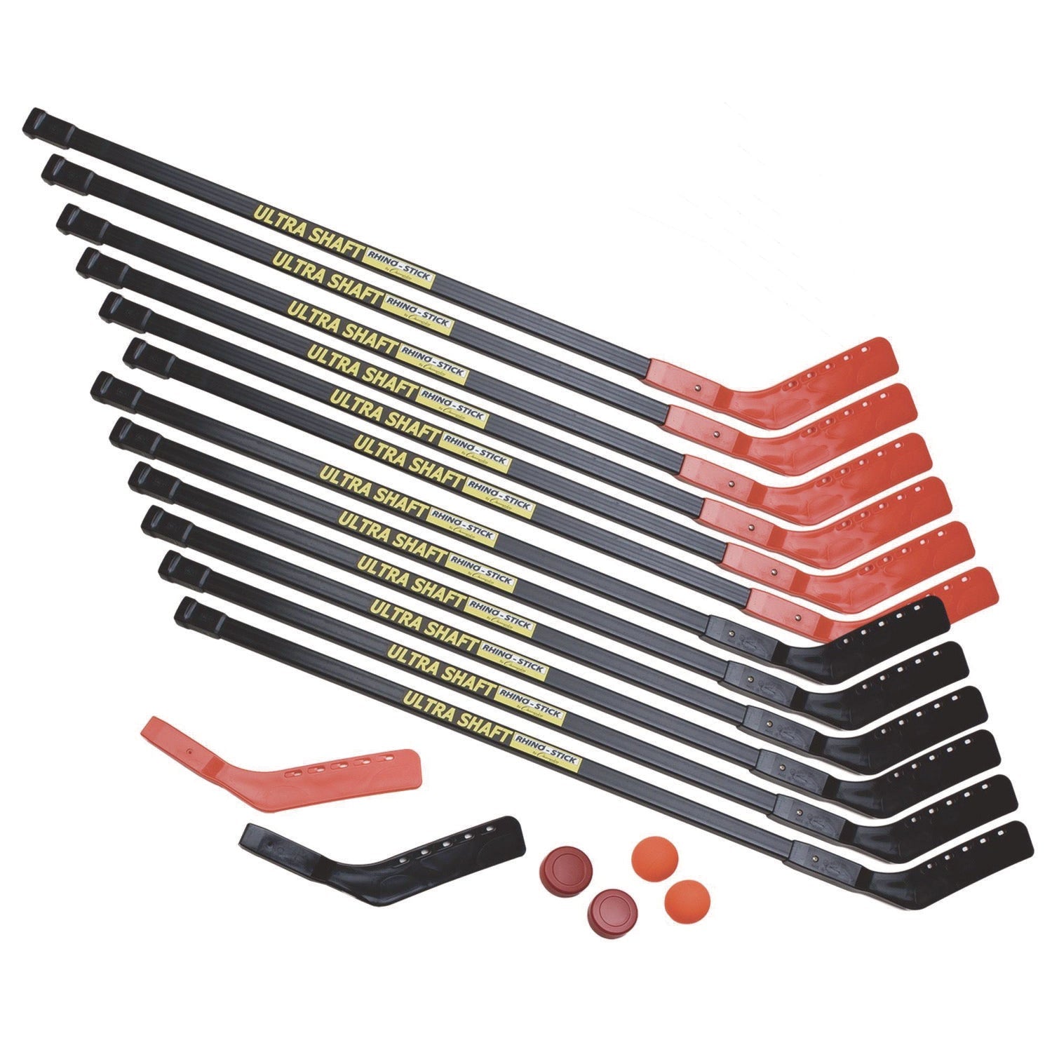 Champion Sports Ultra Shaft Hockey Set, Twelve 47' Hockey Sticks/Two Pucks/Two Balls/Two Extra Blades