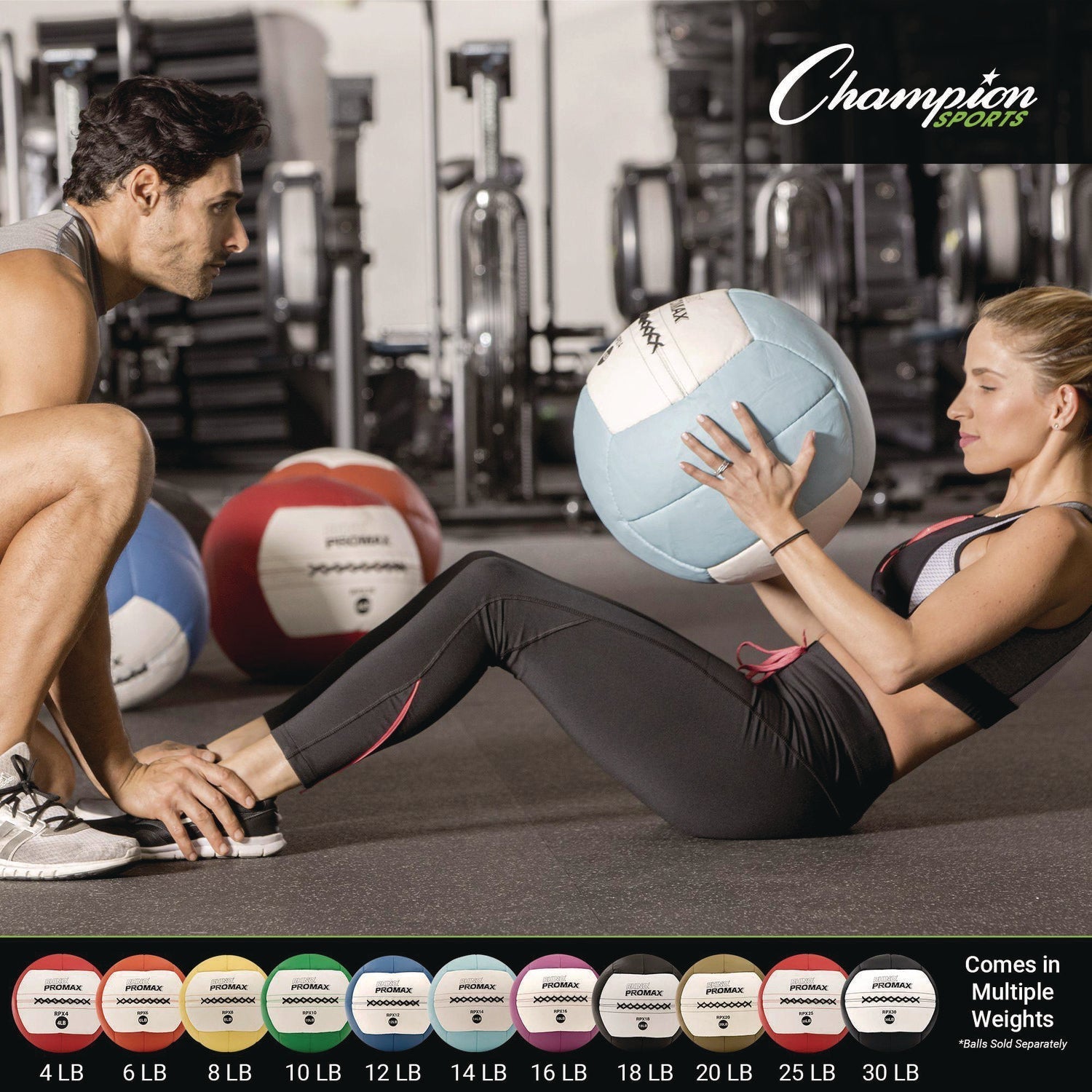 Champion Sports Rhino Promax Medicine Ball, 4 lb, Red