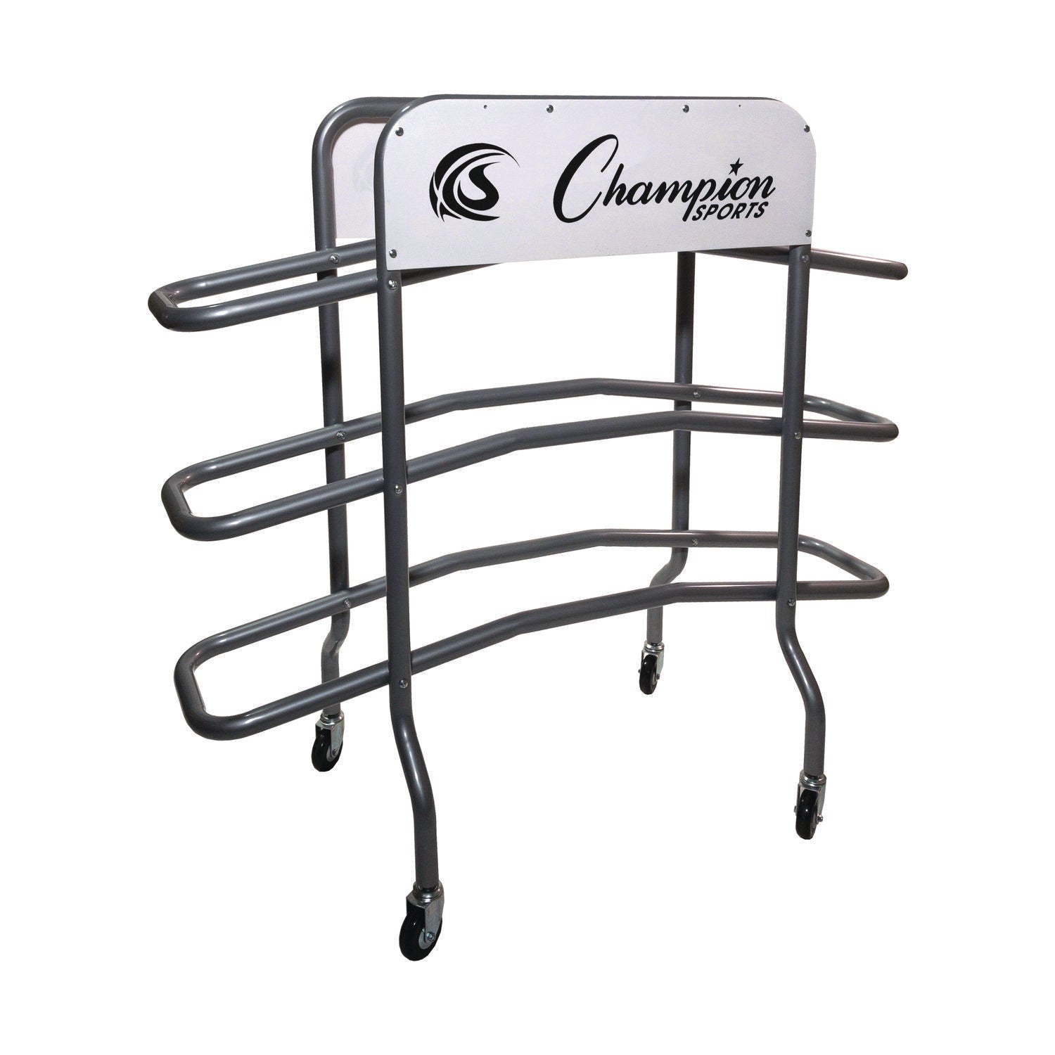 Champion Sports 3-Tier Pro Basketball Rack, Metal, 220 lb Capacity, 8 x 60 x 48, Silver
