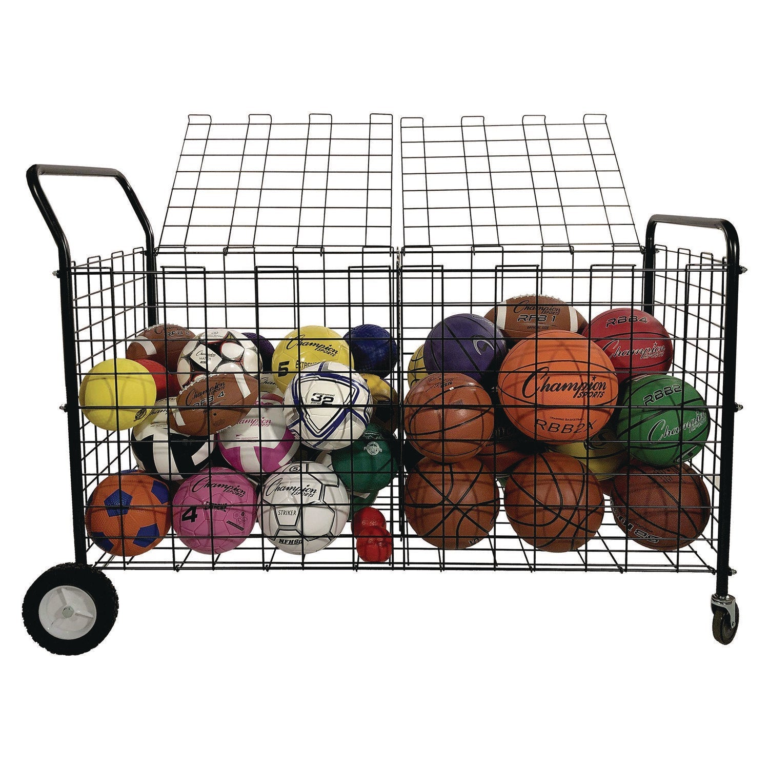 Champion Sports Double-Sided Lockable Ball Locker, Metal, 176 lb Capacity, 24 x 59 x 37, Black