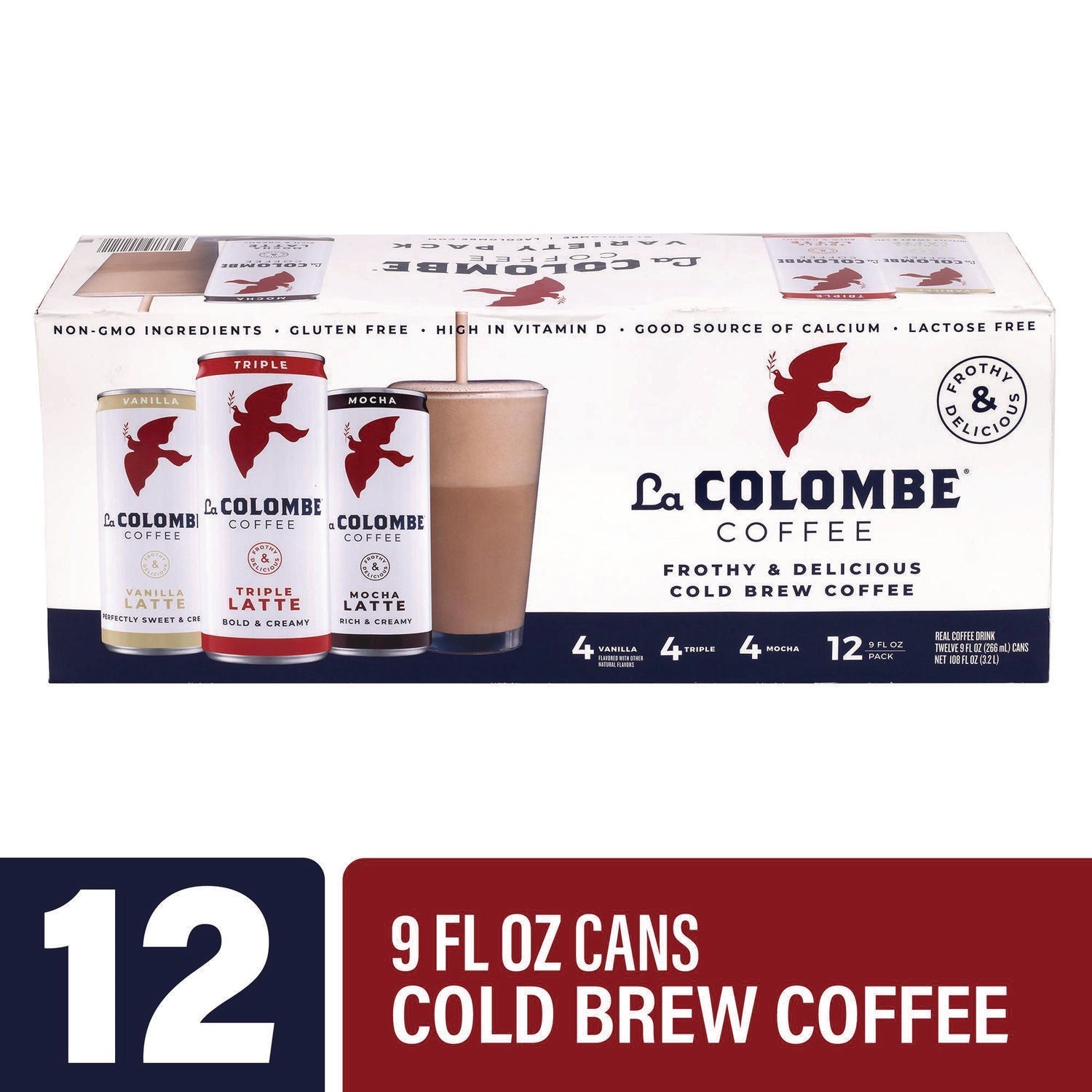 La Colombe® Draft Latte Cold Brew, Assorted Flavors, 9 oz Can, 12/Carton
