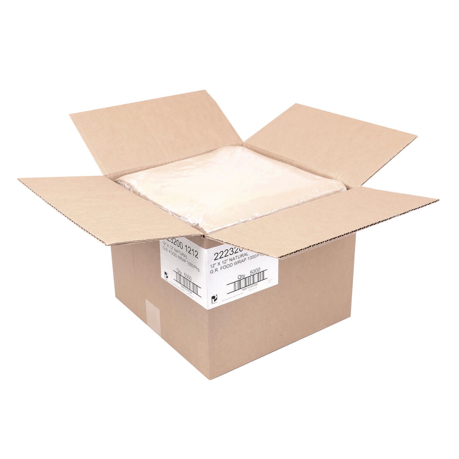 Paterson Grease-Resistant Food Wrap, 12 x 12, Natural, 5,000/Carton