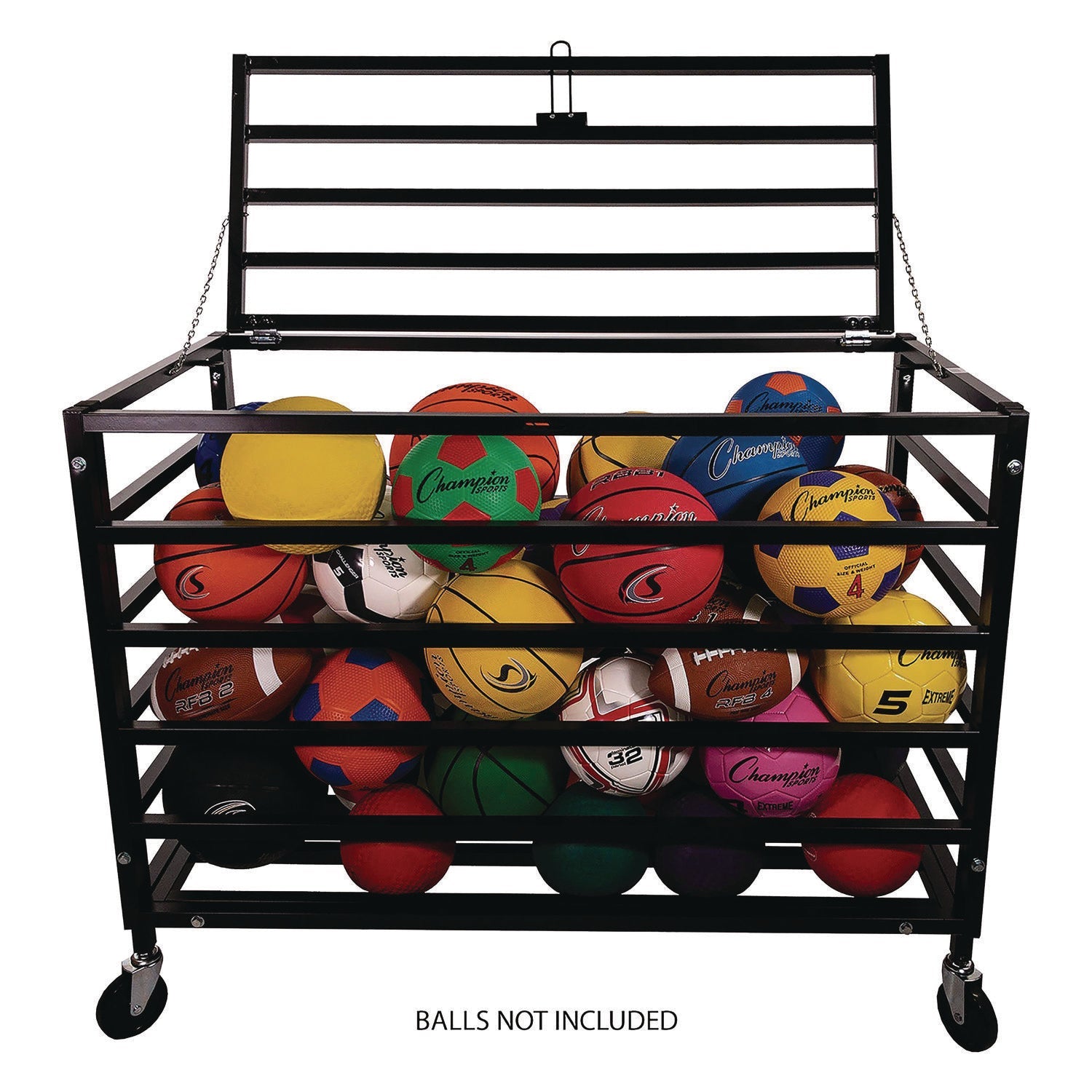 Champion Sports All Pro Lockable Ball Locker, Metal, 220 lb Capacity, 24 x 47 x 37, Black