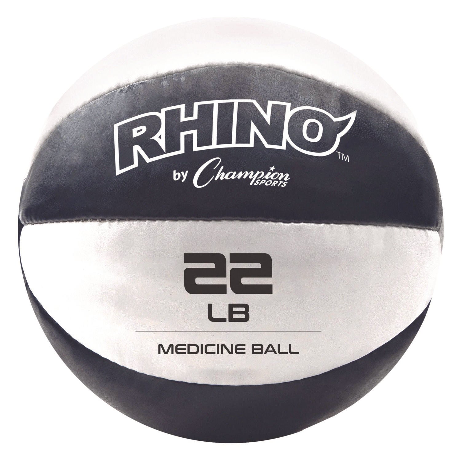 Champion Sports Rhino Leather Medicine Ball, 22 lb, Black/White