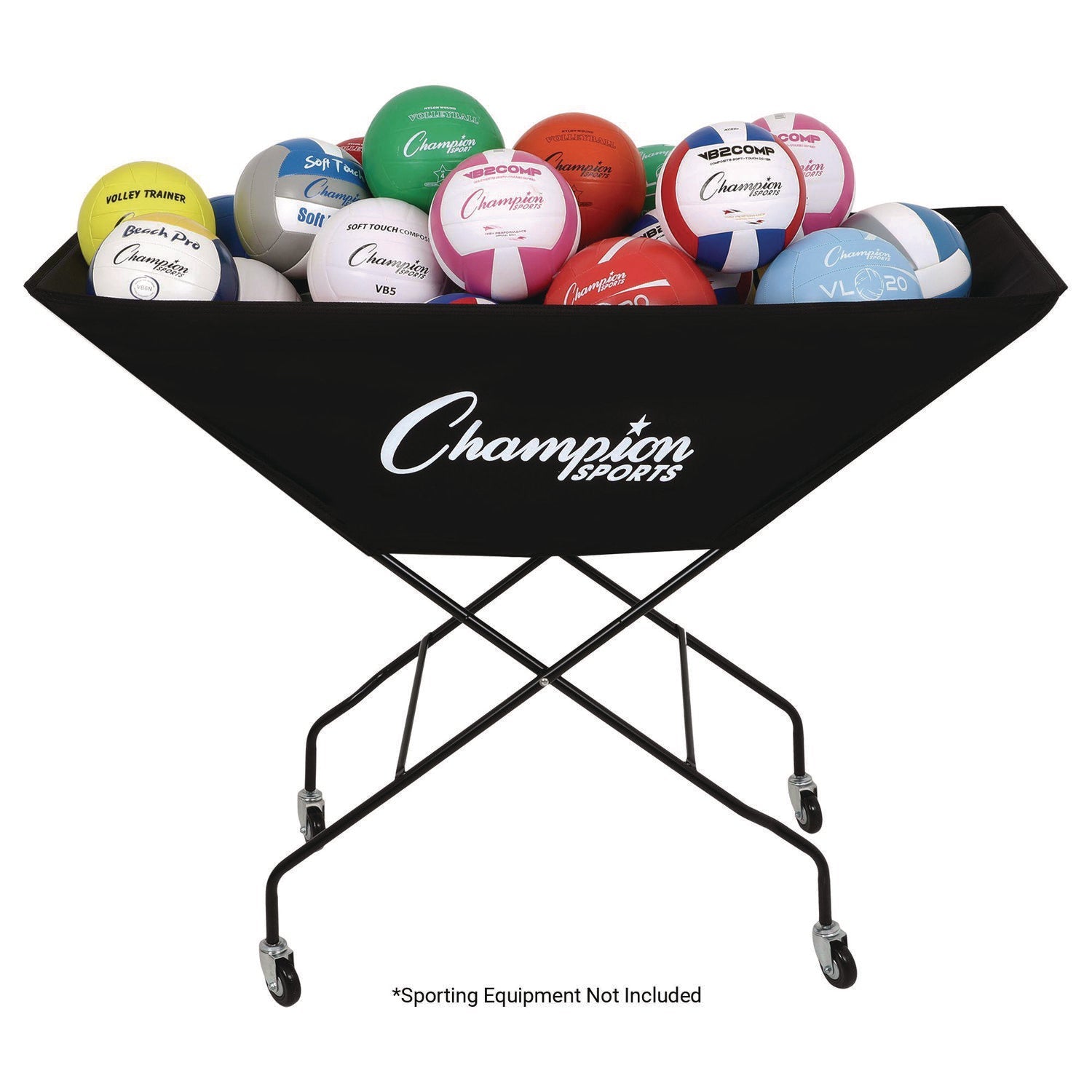 Champion Sports Pro Collapsible Volleyball Cart, 23" x 55" x 41", Black