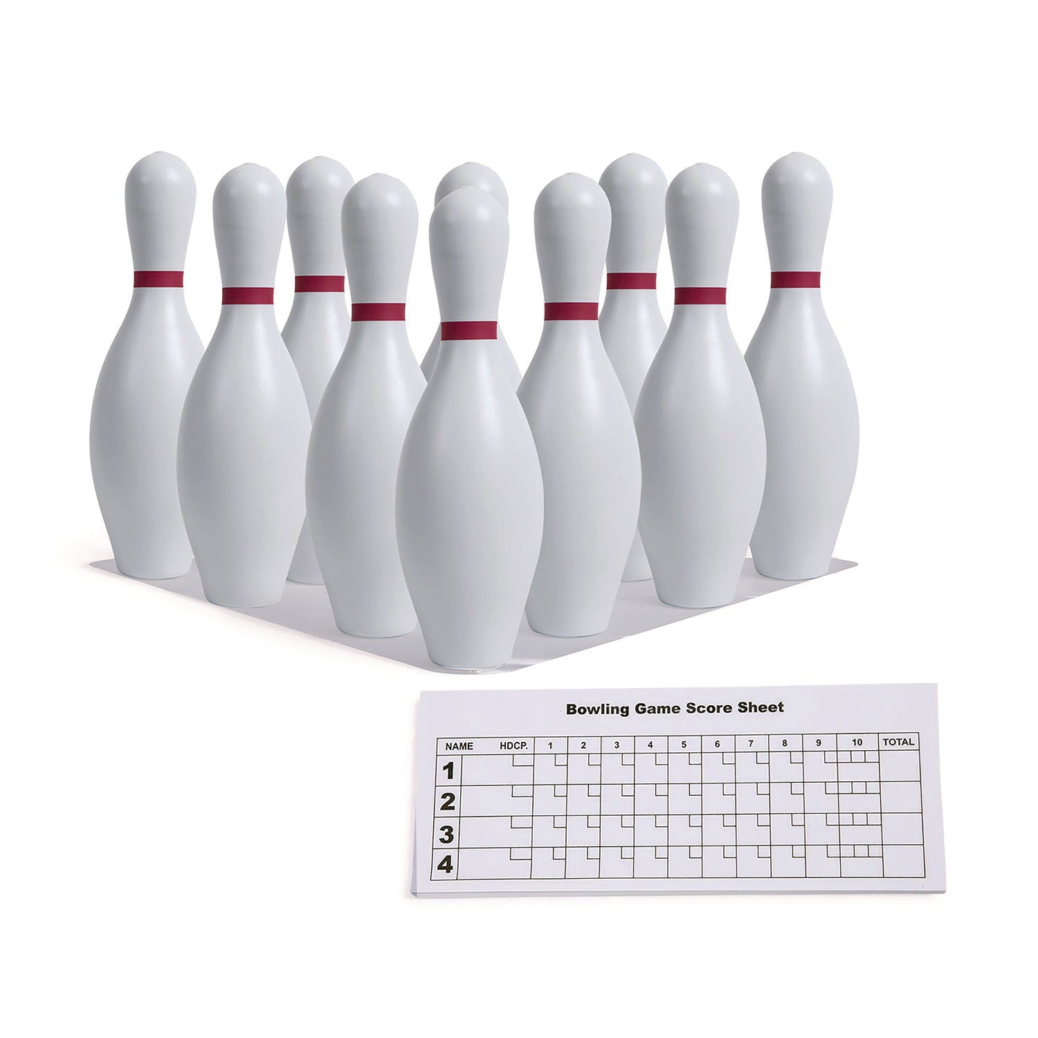 Champion Sports Plastic Bowling Pin Set, White, 10/Set