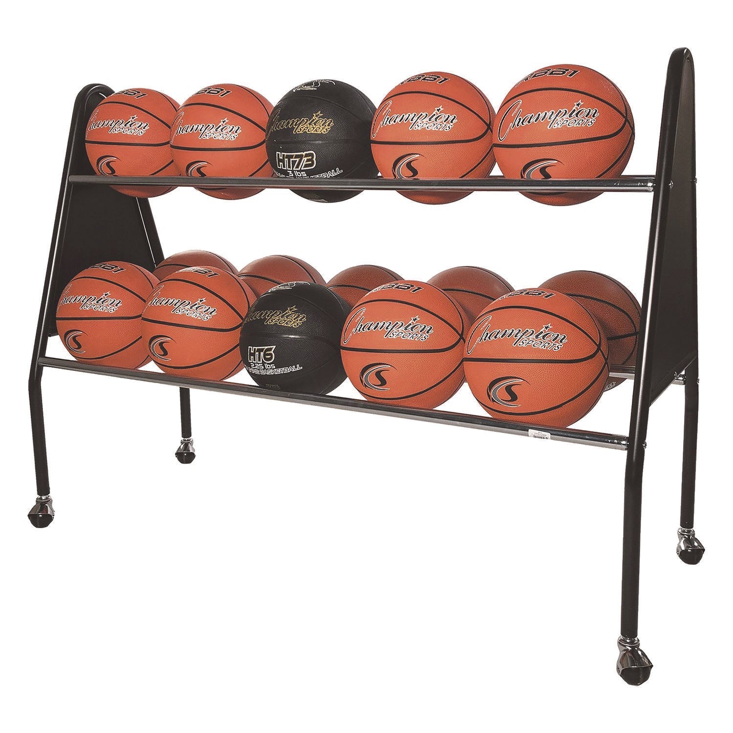 Champion Sports Heavy-Duty Ball Cart, Metal, 132 lb Capacity, 18 x 51 x 38, Black - Bloom Skins