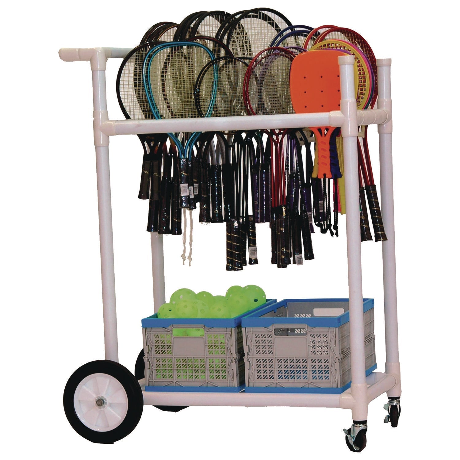Champion Sports All-Terrain ABS Racket Cart, 20" Wide x 33" Long, White