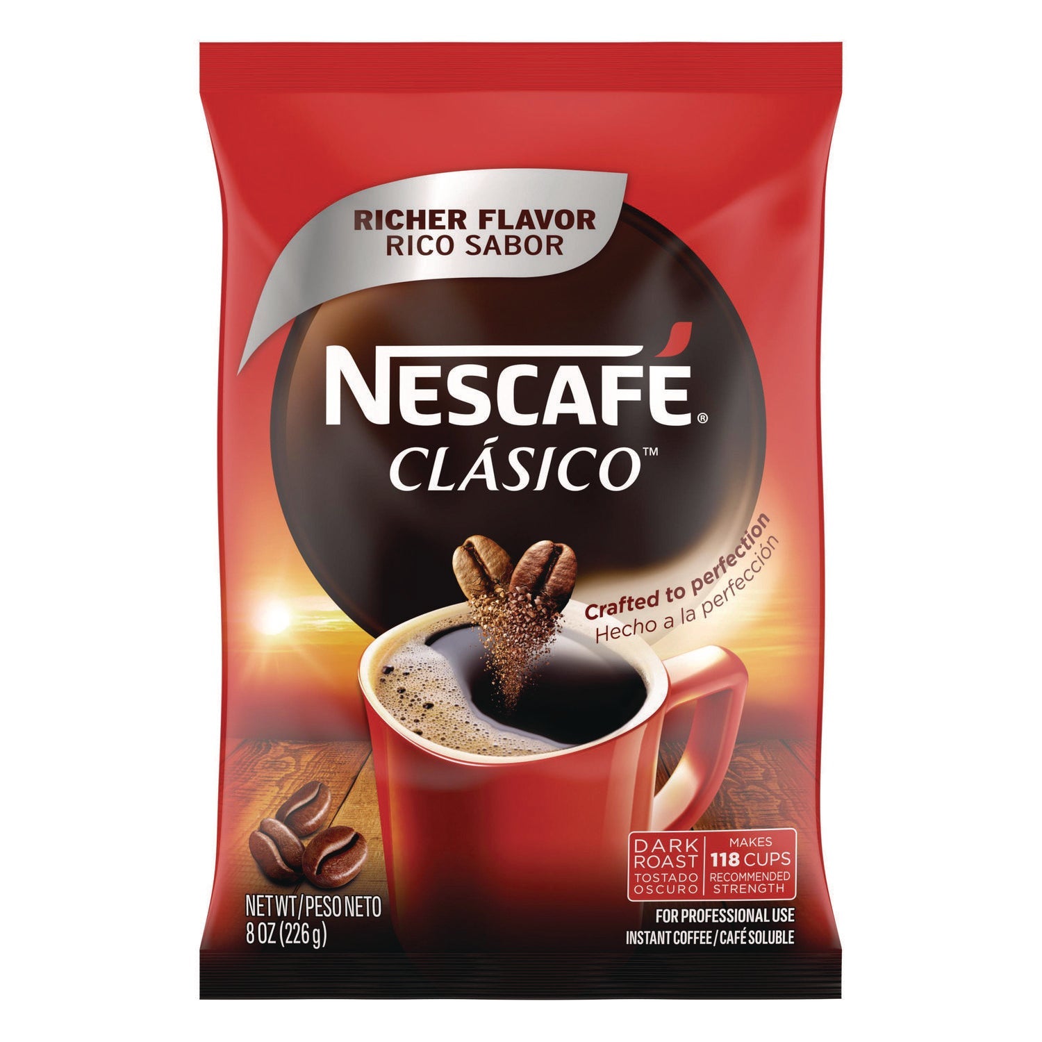 Nescaf©® Clasico Dark Roast Instant Coffee, 8 oz Pouch