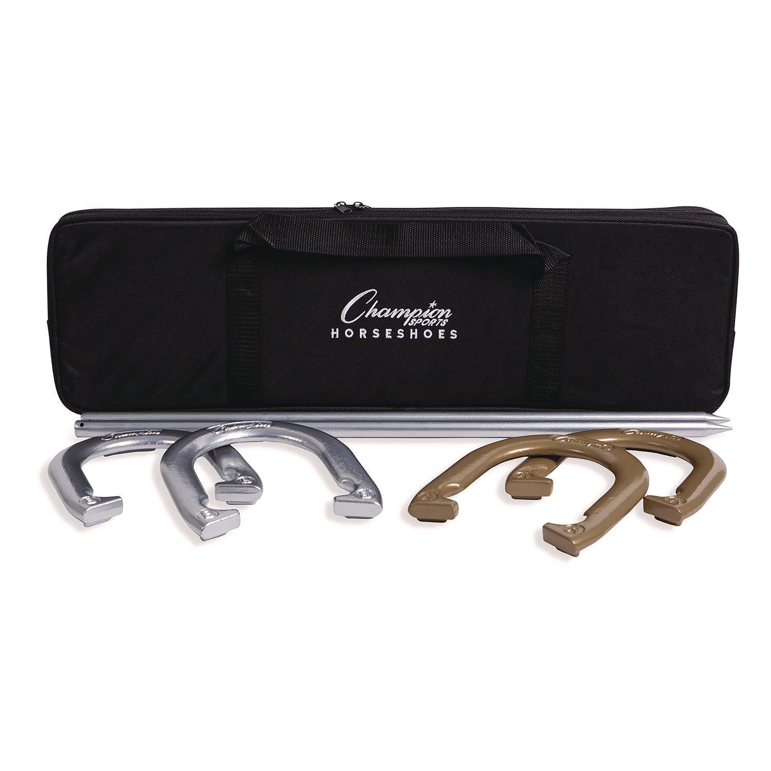 Champion Sports Deluxe Horseshoe Tournament Set, 4 Horseshoes/2 Stakes/Carry Bag/Rule Sheet