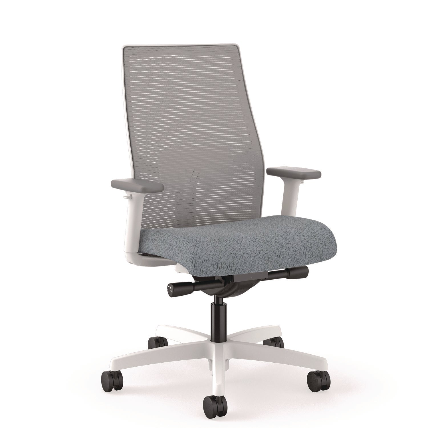 HON® Ignition 2.0 4-Way Stretch Mid-Back Mesh Task Chair, 17" to 21" Seat Height, Basalt Seat, Fog Back, Designer White Base - Bloom Skins