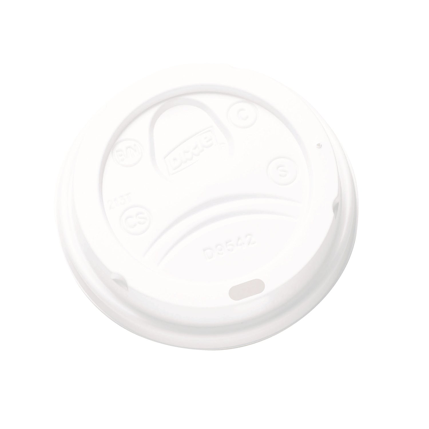 Dixie® Dome Drink-Thru Lids, Fits 10 oz to 20 oz Dixie Hot Cups, Plastic, White, 100/Pack