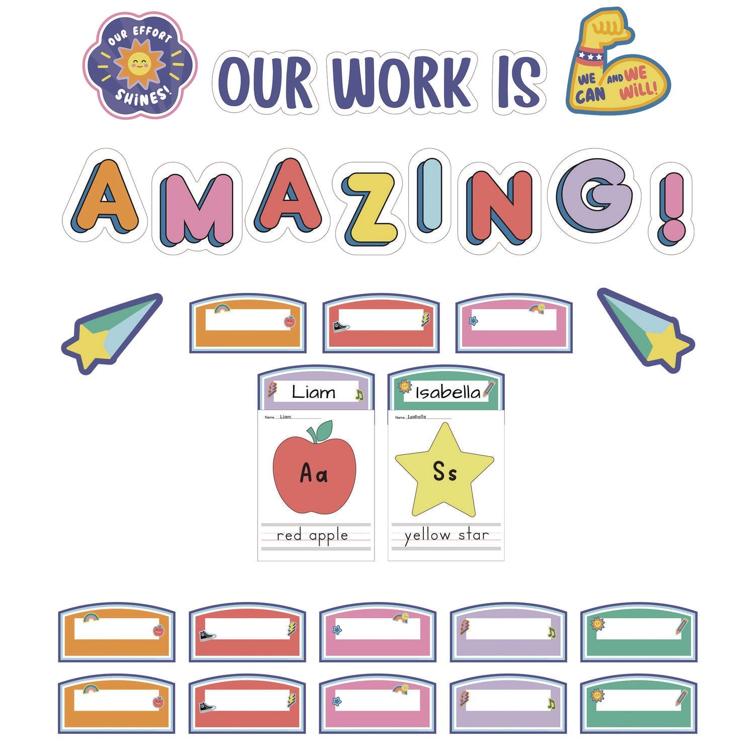 Carson-Dellosa Education Work Display Bulletin Board Sets, 45-Piece Set, We Stick Together: Our Work Is Amazing, 7.9" x 15", Multicolor