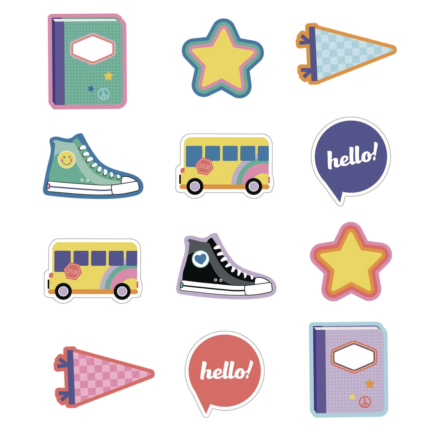 Carson-Dellosa Education Assorted Colorful Cut-Outs, 36-Piece Set, We Stick Together: Hello School, 6" x 6", Multicolor