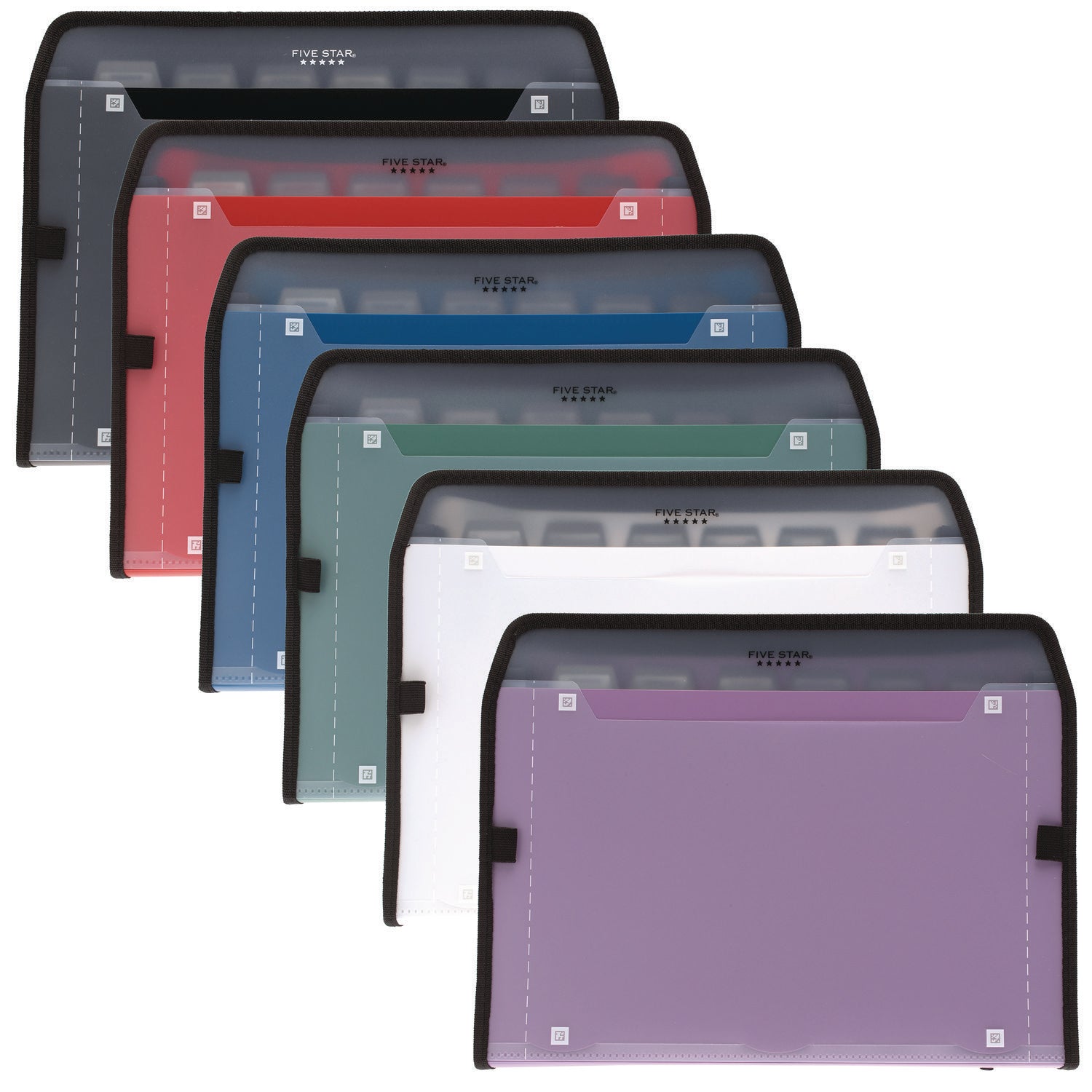 Five Star® Expanding File, 7.5" Expansion, 7 Sections, Zipper Closure, Letter Size, Randomly Assorted Colors