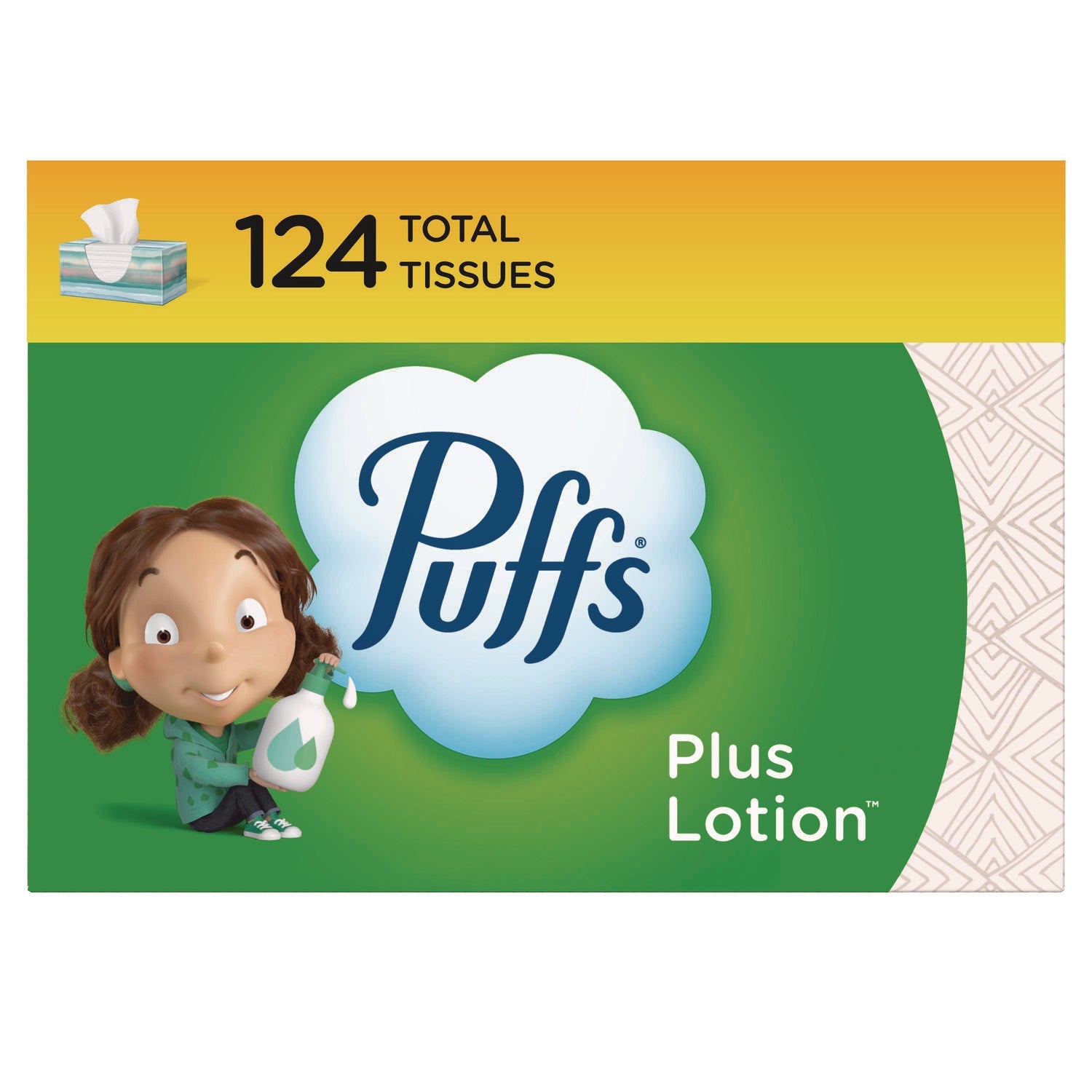 Puffs® Plus Lotion Facial Tissue, 2-Ply, White, 124 Sheets/Box, 24 Boxes/Carton