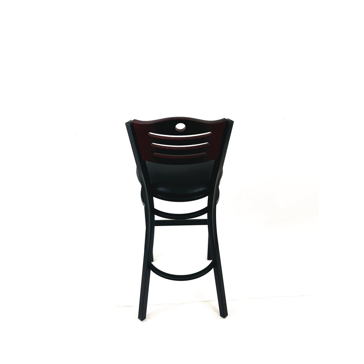 JMC Furniture Eagle Series Barstool, Supports Up to 300 lb, 28.5" Seat Height, Black Seat, Dark Mahogany Back, Black Base