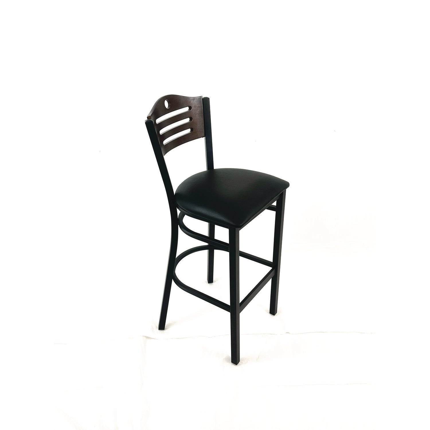 JMC Furniture Eagle Series Barstool, Supports Up to 300 lb, 28.5" Seat Height, Black Seat, Dark Walnut Back, Black Base