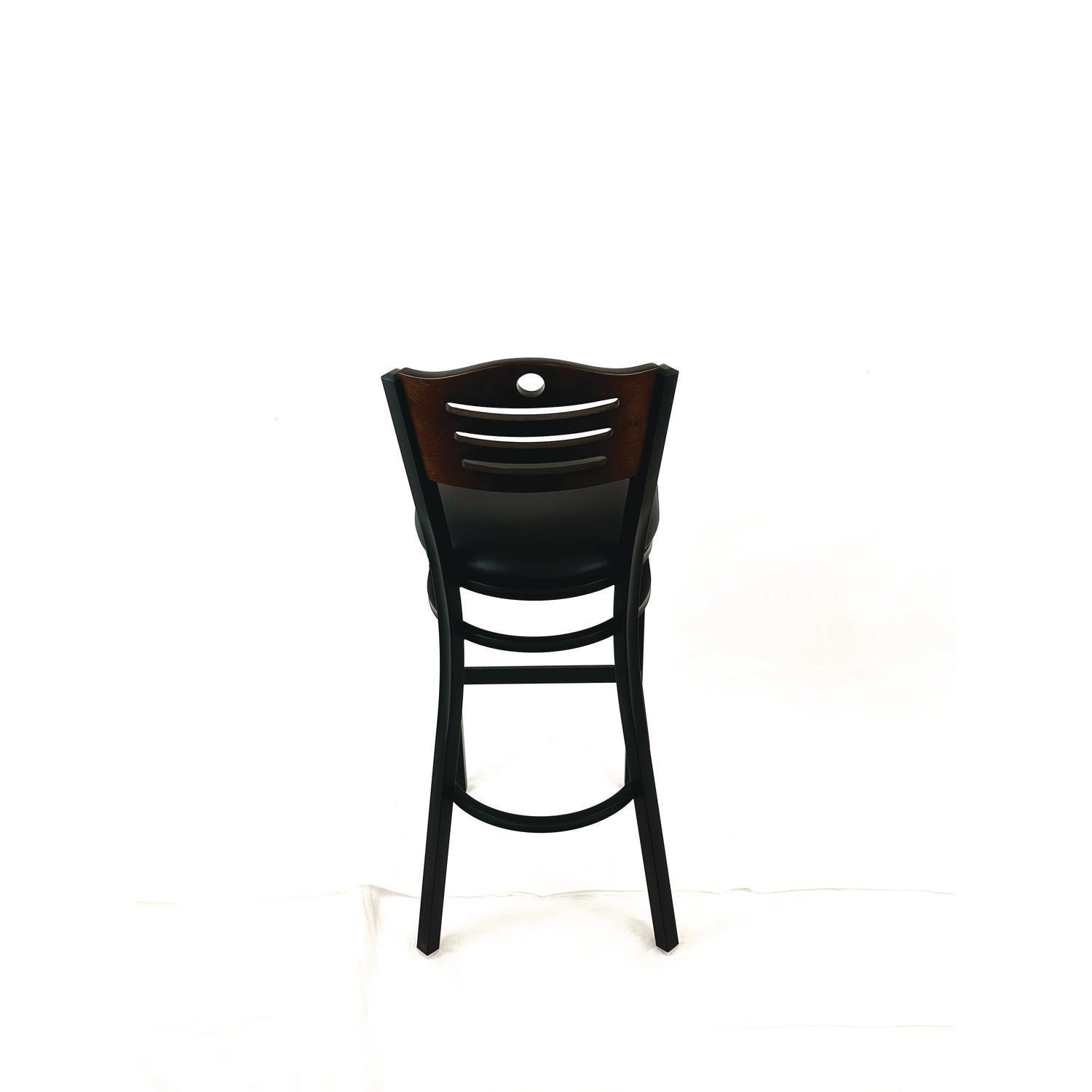 JMC Furniture Eagle Series Barstool, Supports Up to 300 lb, 28.5" Seat Height, Black Seat, Dark Walnut Back, Black Base