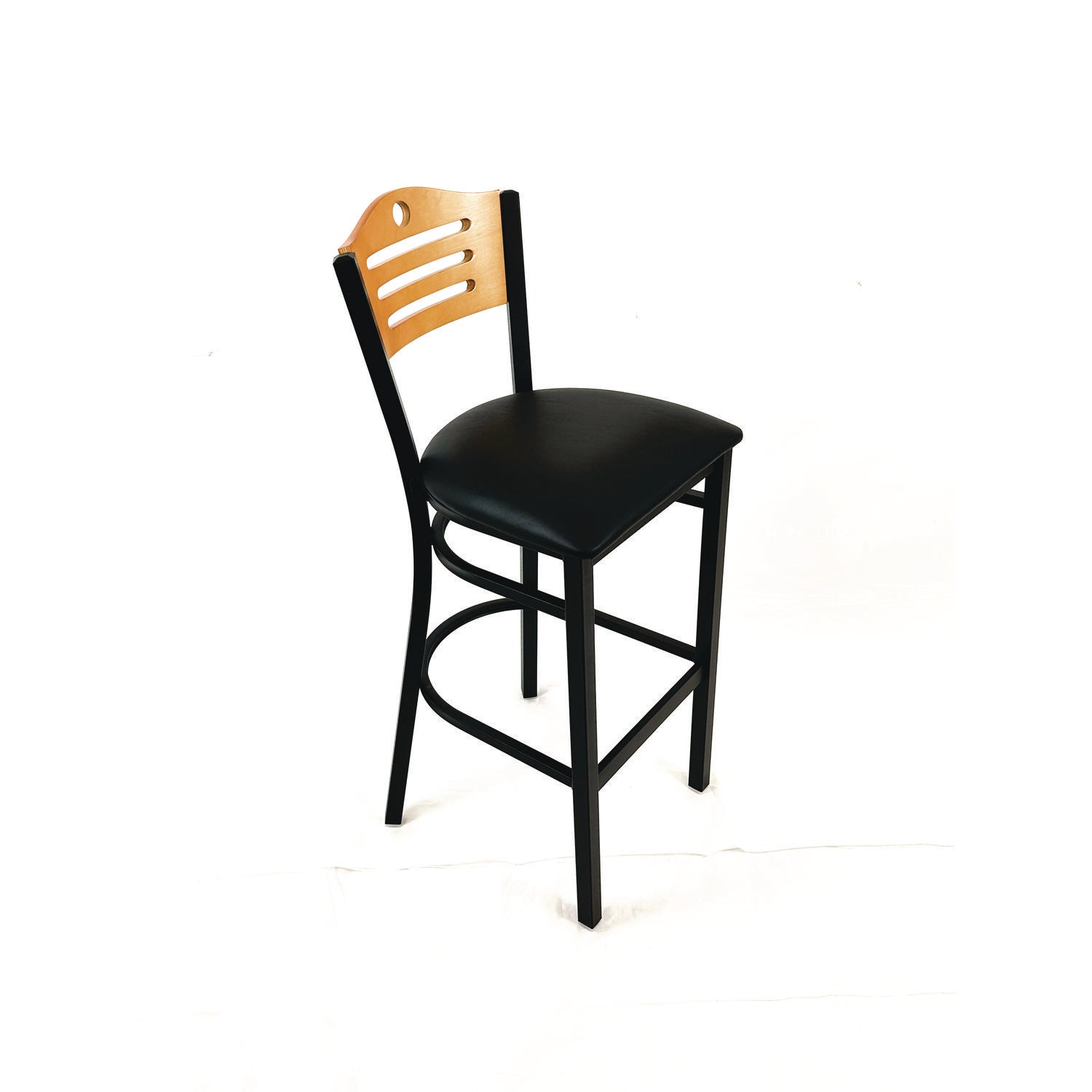 JMC Furniture Eagle Series Barstool, Supports Up to 300 lb, 28.5" Seat Height, Black Seat, Natural Back, Black Base