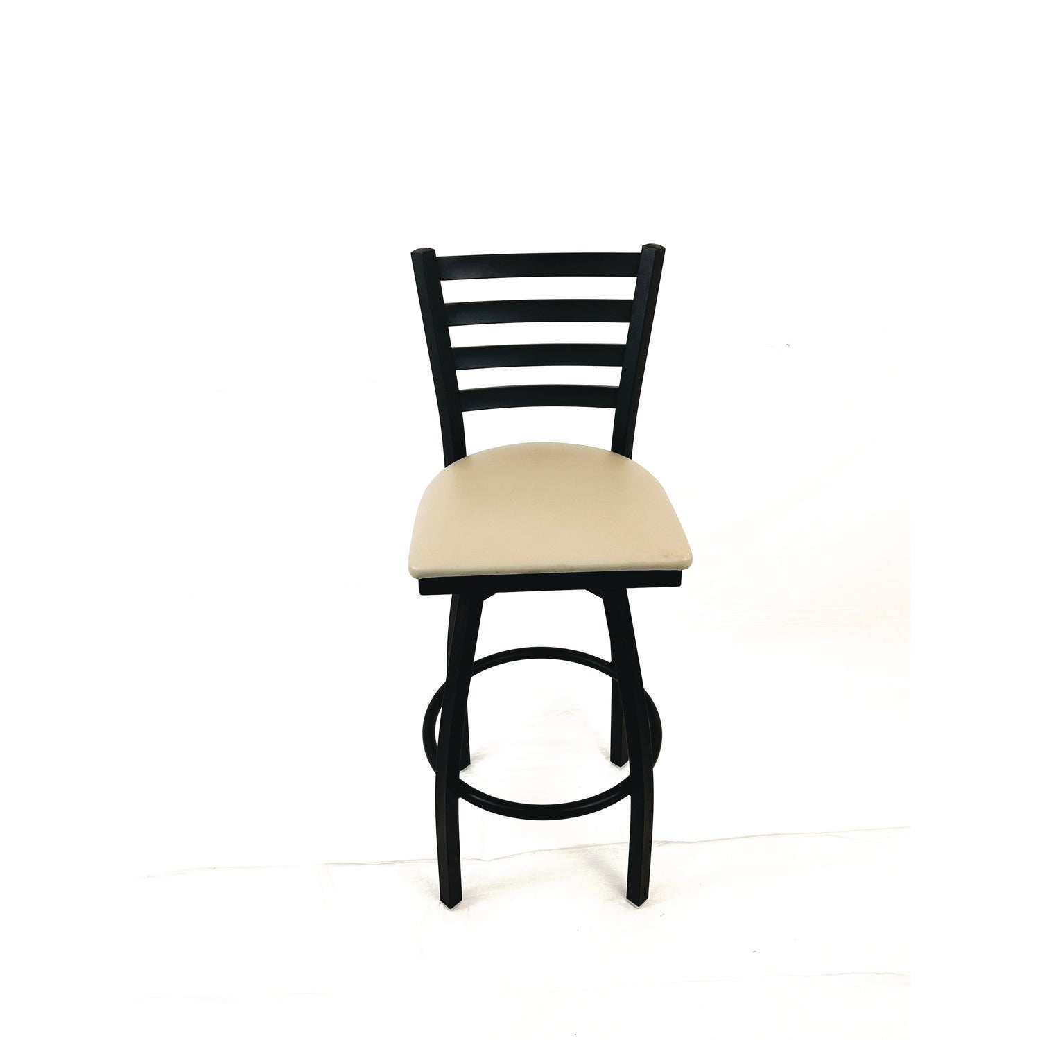 JMC Furniture Boggs Series Barstool, Supports Up to 300 lb, 30.5" Seat Height, Taupe Seat, Black Back, Black Base - Bloom Skins
