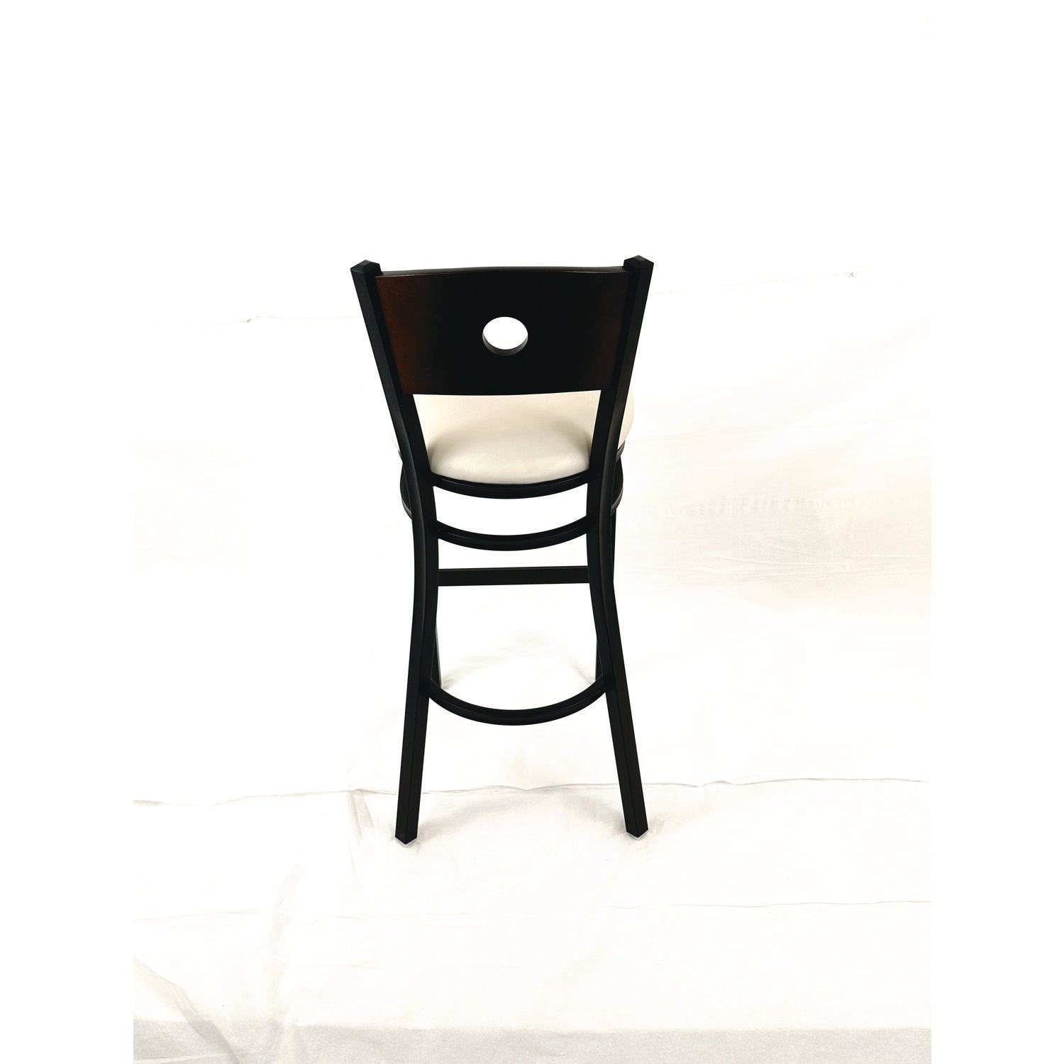 JMC Furniture Circle Series Barstool, Supports Up to 300 lb, 28.5" Seat Height, Cream Seat, Dark Walnut Back, Black Base