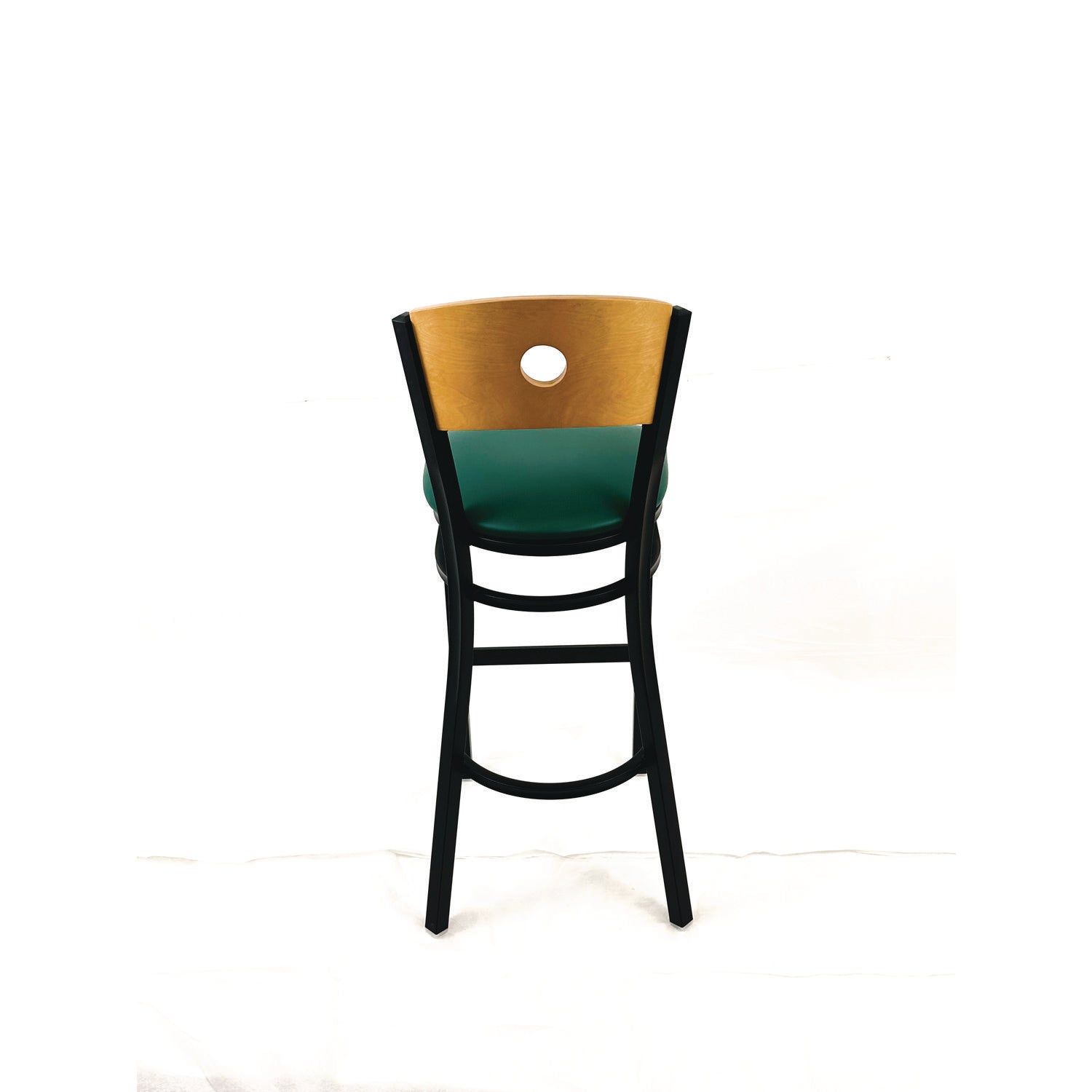 JMC Furniture Circle Series Barstool, Supports Up to 300 lb, 28.5" Seat Height, Green Seat, Natural Back, Black Base