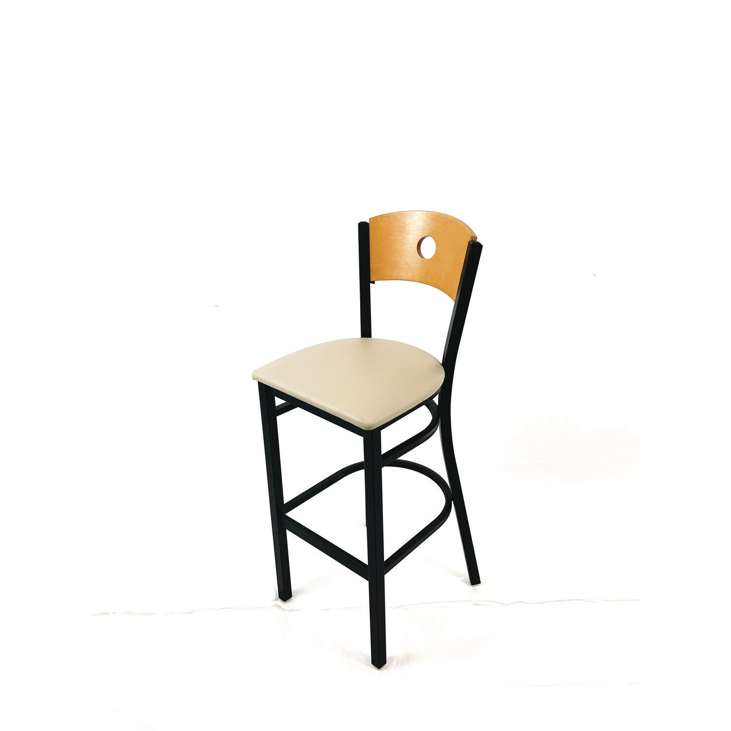 JMC Furniture Circle Series Barstool, Supports Up to 300 lb, 28.5" Seat Height, Taupe Seat, Natural Back, Black Base - Bloom Skins