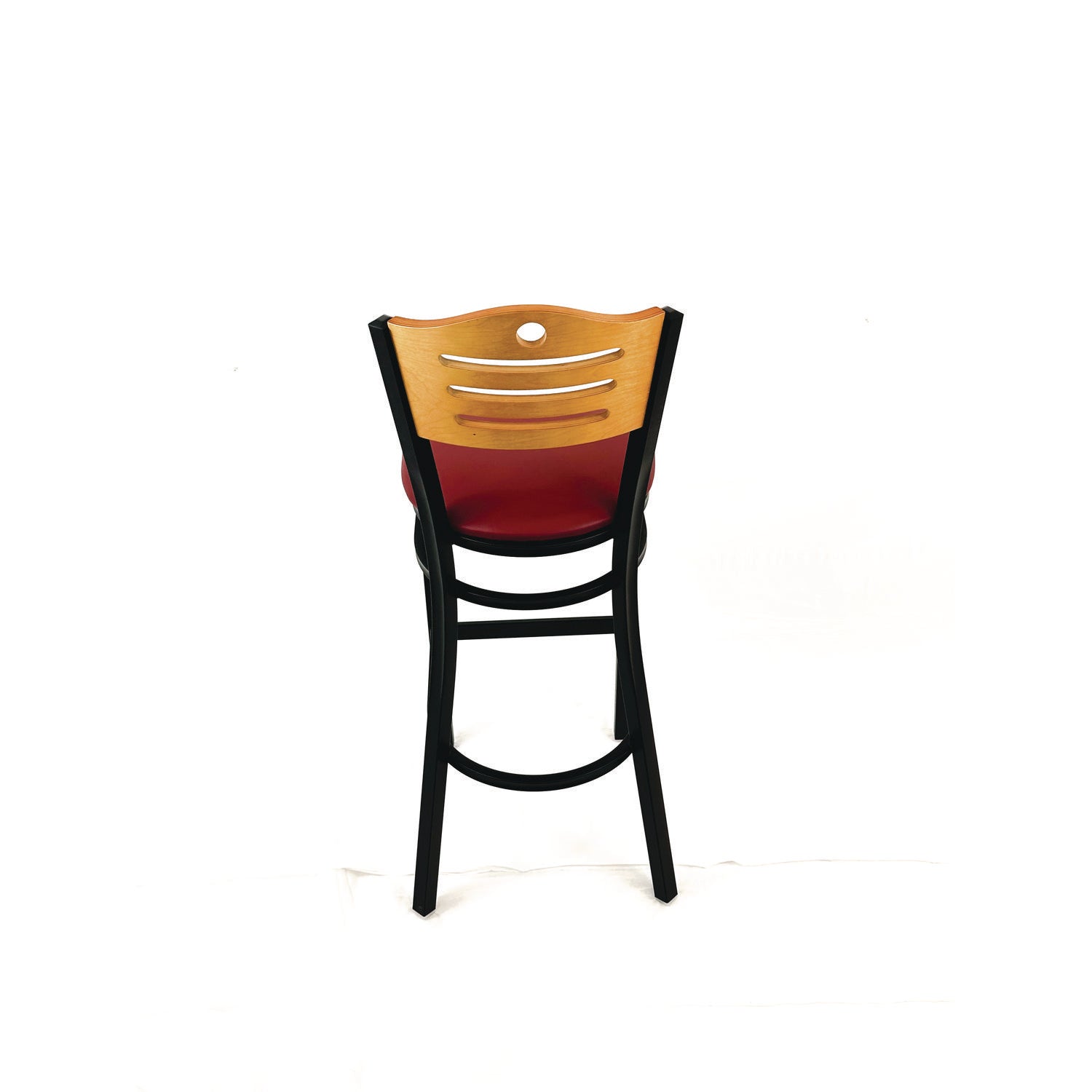 JMC Furniture Eagle Series Barstool, Supports Up to 300 lb, 28.5" Seat Height, Burgundy Seat, Natural Back, Black Base - Bloom Skins