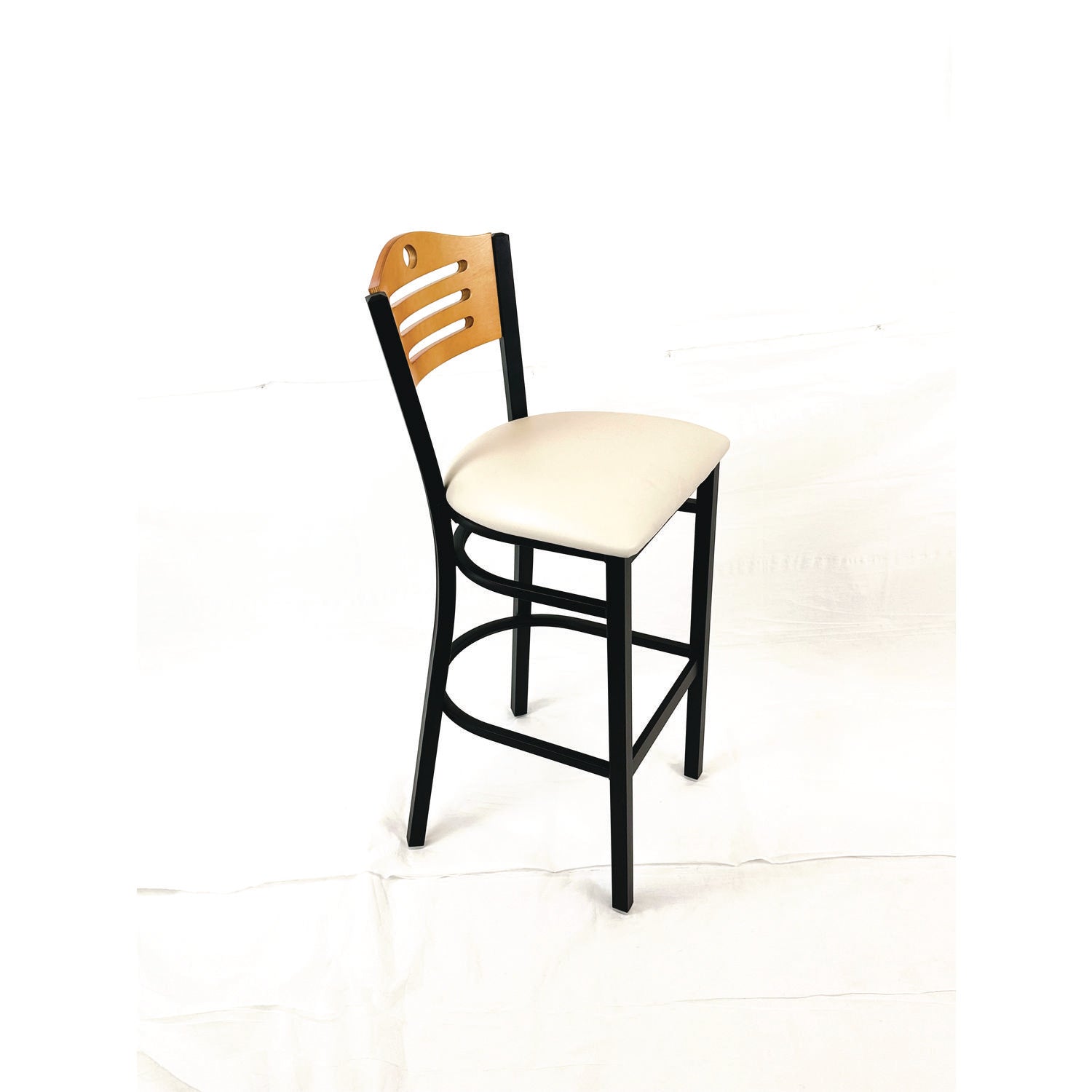 JMC Furniture Eagle Series Barstool, Supports Up to 300 lb, 28.5" Seat Height, Cream Seat, Natural Back, Black Base