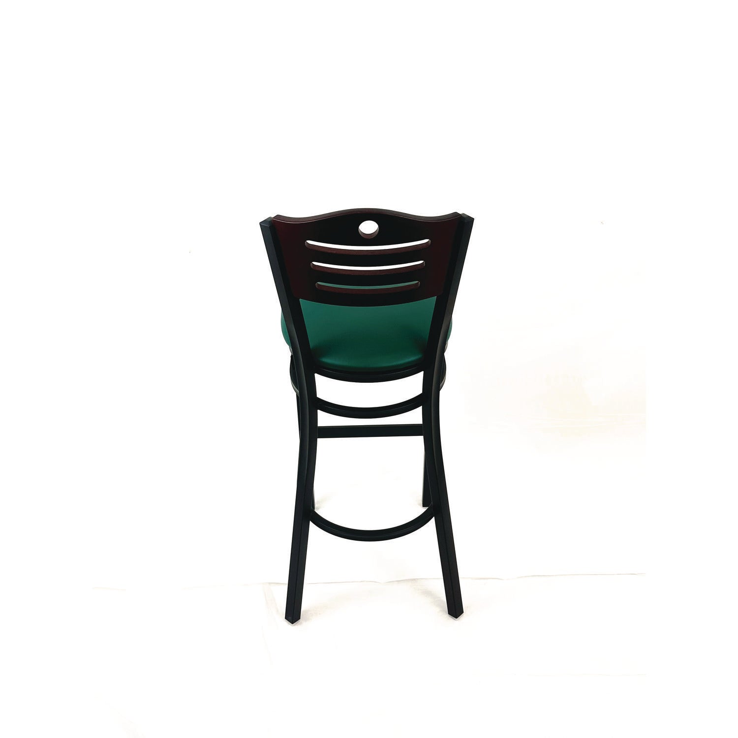 JMC Furniture Eagle Series Barstool, Supports Up to 300 lb, 28.5" Seat Height, Green Seat, Dark Mahogany Back, Black Base