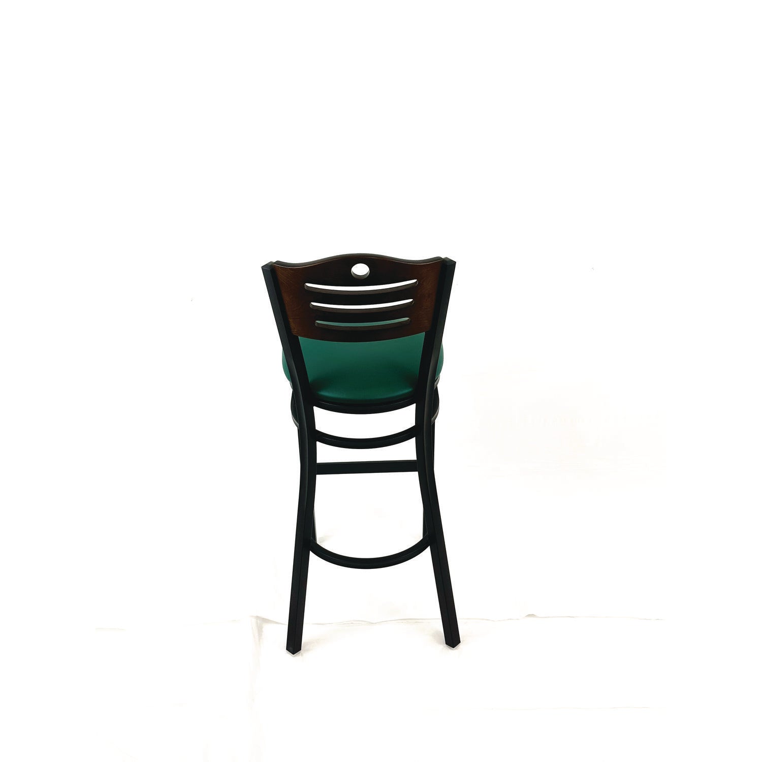 JMC Furniture Eagle Series Barstool, Supports Up to 300 lb, 28.5" Seat Height, Green Seat, Dark Walnut Back, Black Base