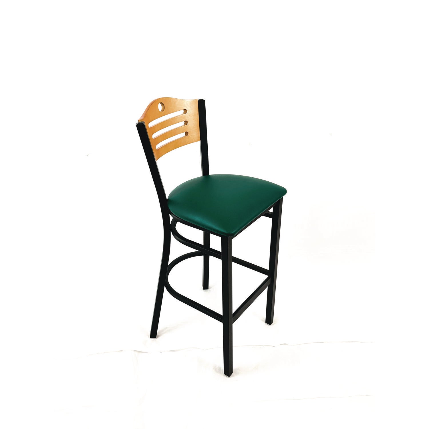 JMC Furniture Eagle Series Barstool, Supports Up to 300 lb, 28.5" Seat Height, Green Seat, Natural Back, Black Base