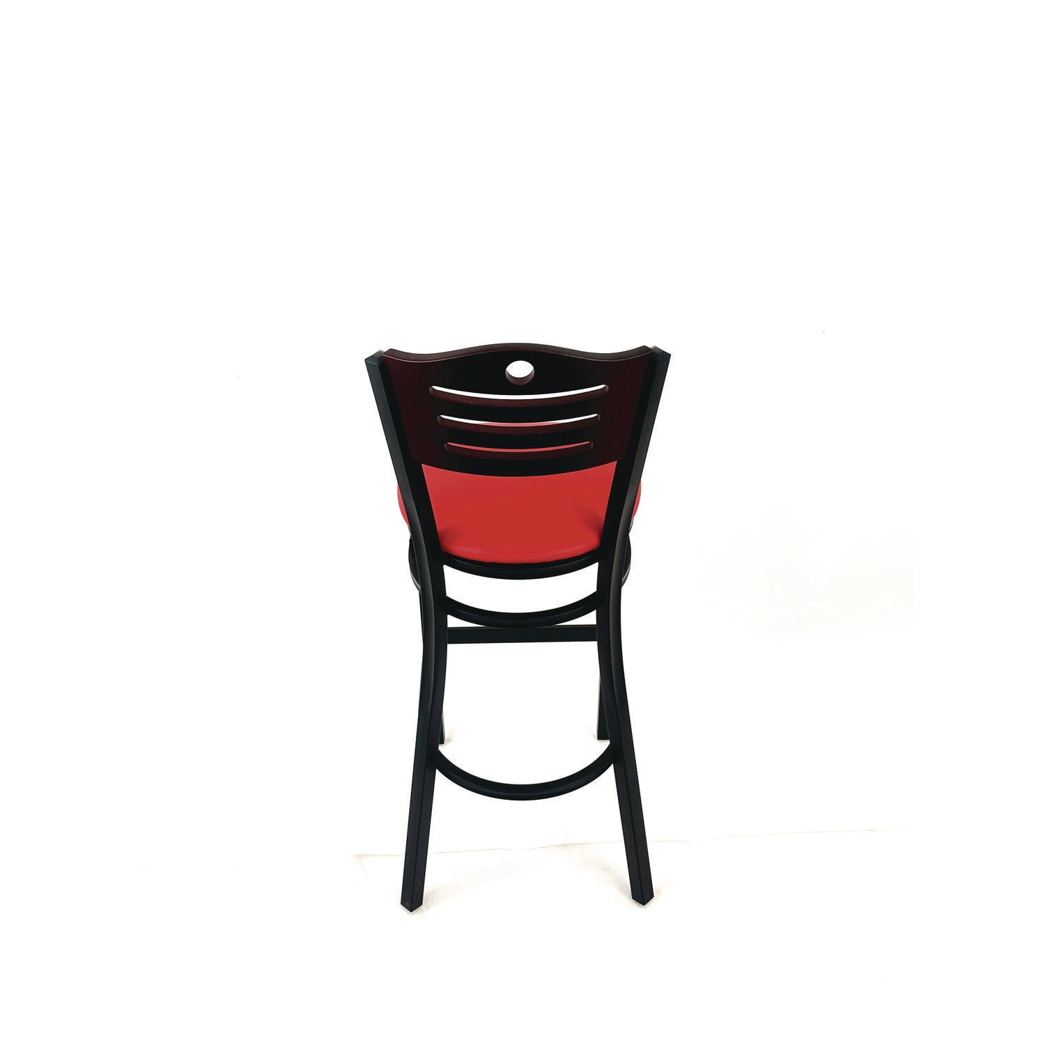 JMC Furniture Eagle Series Barstool, Supports Up to 300 lb, 28.5" Seat Height, Red Seat, Dark Mahogany Back, Black Base