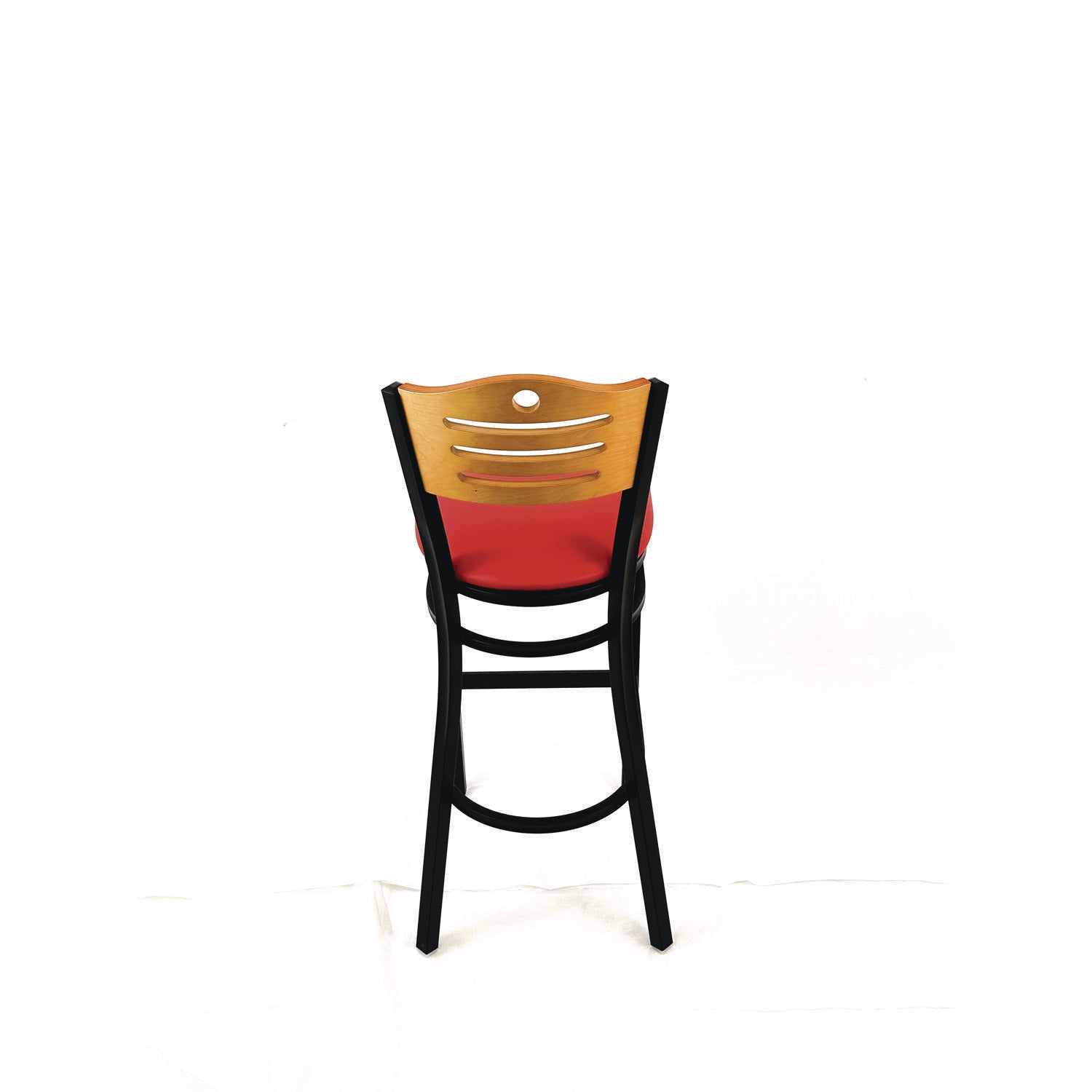 JMC Furniture Eagle Series Barstool, Supports Up to 300 lb, 28.5" Seat Height, Red Seat, Natural Back, Black Base - Bloom Skins