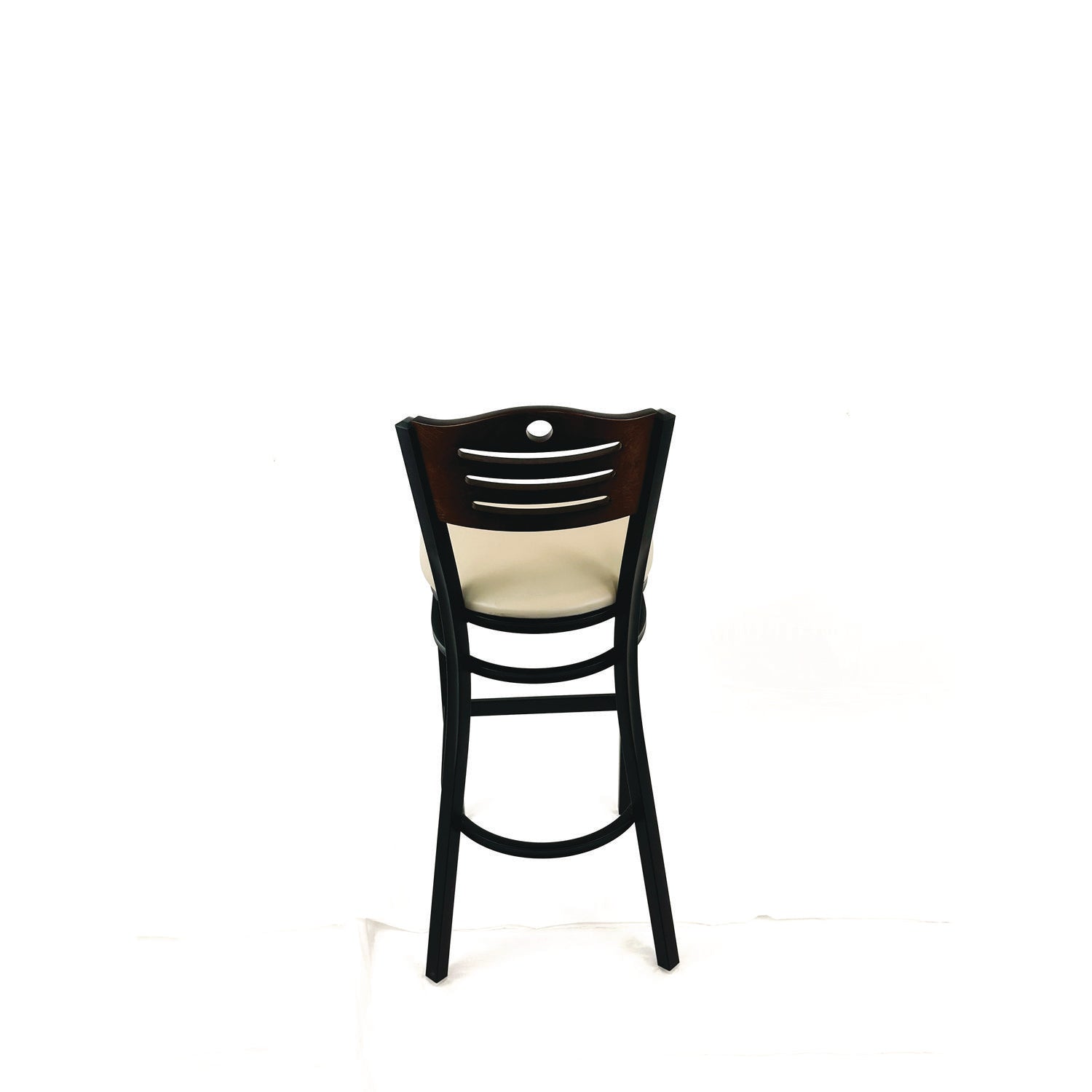 JMC Furniture Eagle Series Barstool, Supports Up to 300 lb, 28.5" Seat Height, Taupe Seat, Dark Walnut Back, Black Base
