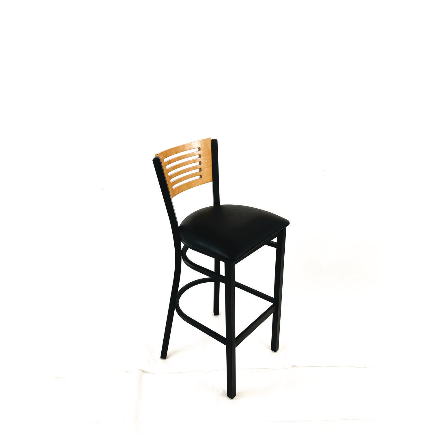 JMC Furniture Jones River Series Barstool, Supports Up to 300 lb, 28.5" Seat Height, Black Seat, Natural Back, Black Base