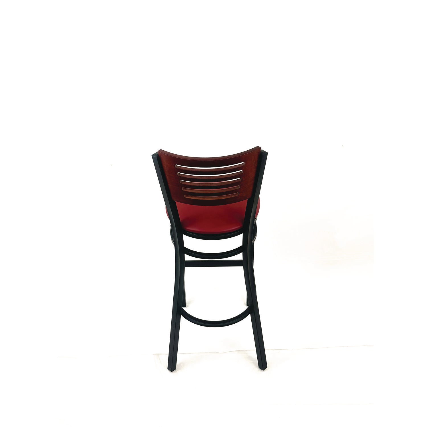 JMC Furniture Jones River Series Barstool, Supports Up to 300 lb, 28.5" Seat Height, Burgundy Seat, Dark Mahogany Back, Black Base - Bloom Skins