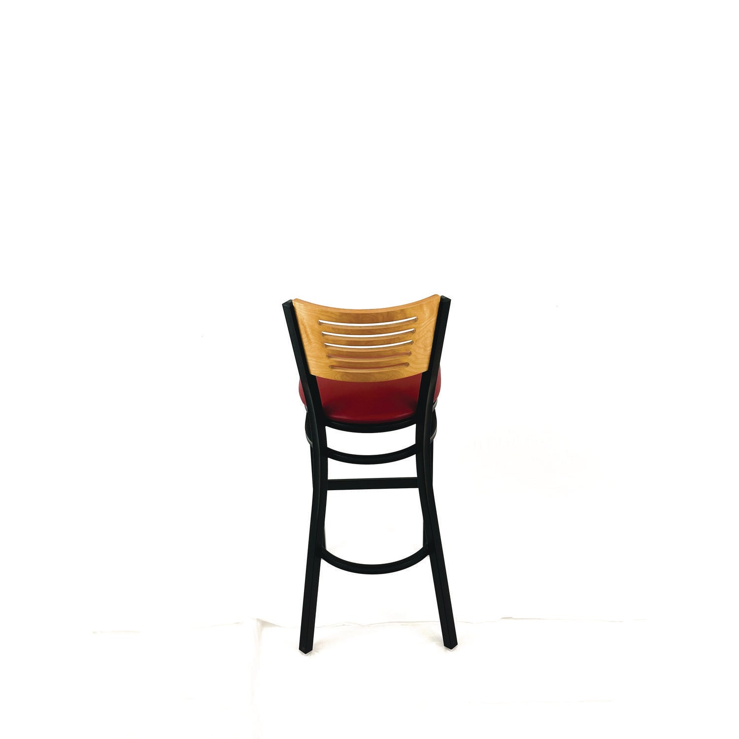 JMC Furniture Jones River Series Barstool, Supports Up to 300 lb, 28.5" Seat Height, Burgundy Seat, Natural Back, Black Base - Bloom Skins