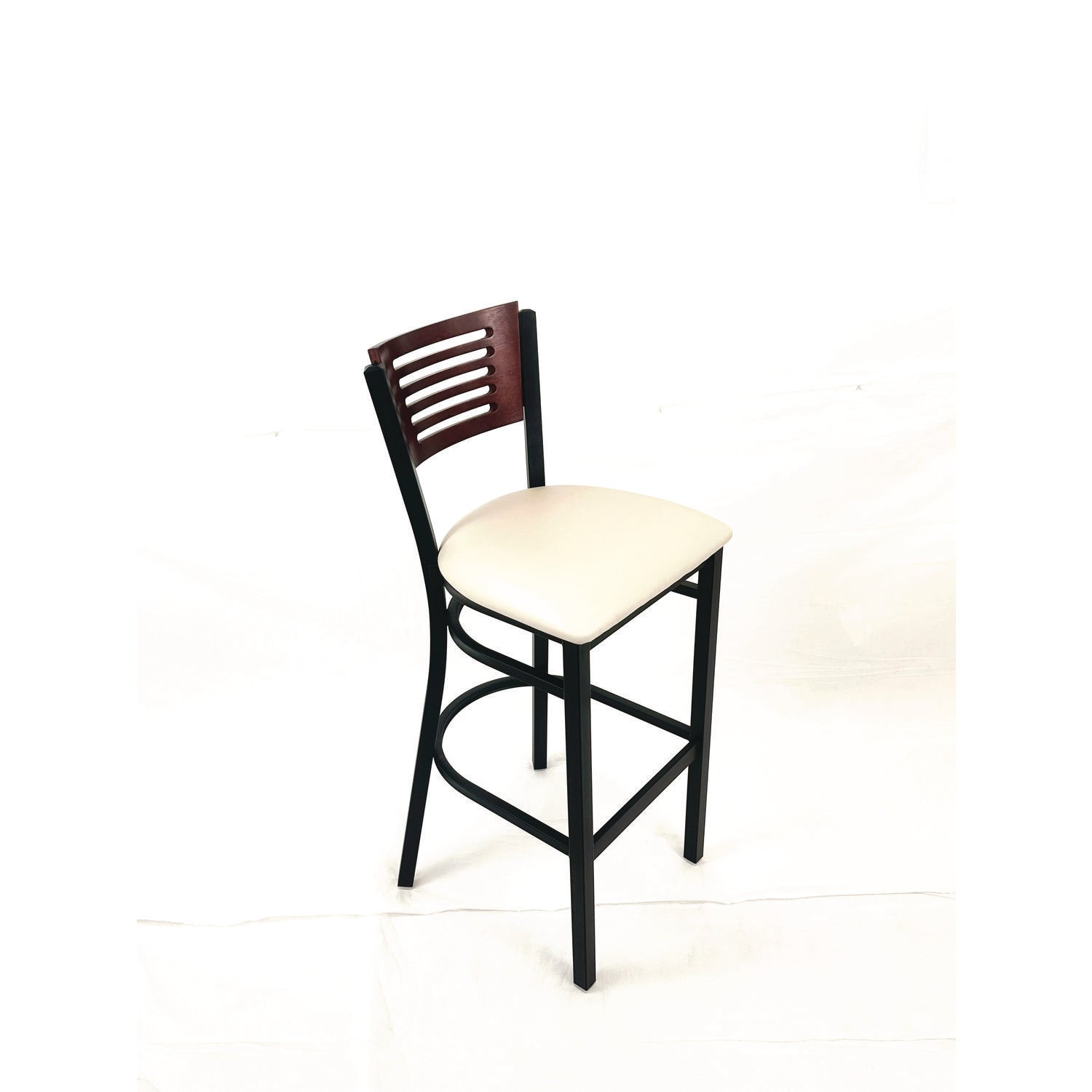 JMC Furniture Jones River Series Barstool, Supports Up to 300 lb, 28.5" Seat Height, Cream Seat, Dark Mahogany Back, Black Base