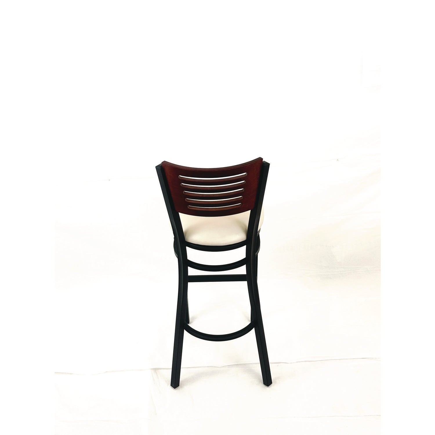 JMC Furniture Jones River Series Barstool, Supports Up to 300 lb, 28.5" Seat Height, Cream Seat, Dark Mahogany Back, Black Base