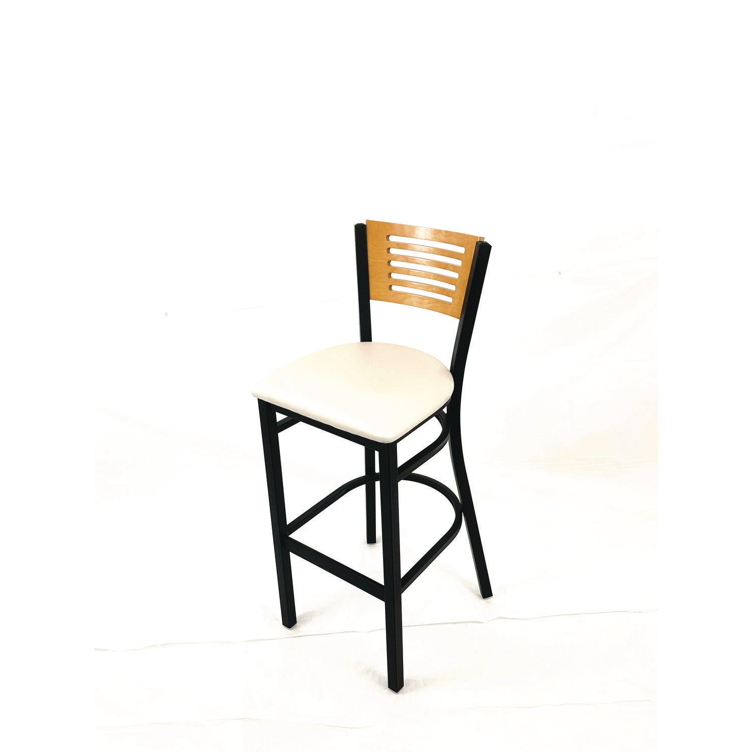 JMC Furniture Jones River Series Barstool, Supports Up to 300 lb, 28.5" Seat Height, Cream Seat, Natural Back, Black Base - Bloom Skins