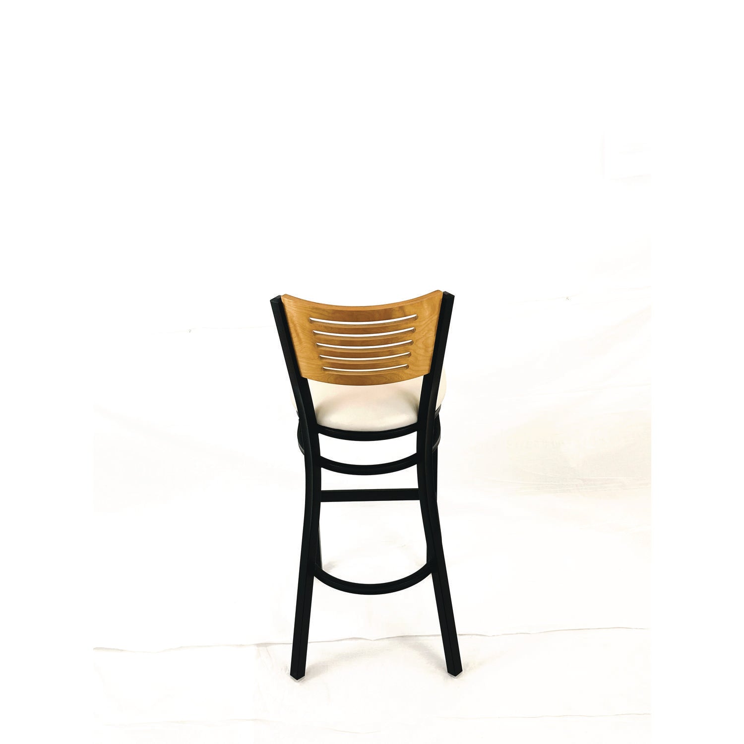JMC Furniture Jones River Series Barstool, Supports Up to 300 lb, 28.5" Seat Height, Cream Seat, Natural Back, Black Base - Bloom Skins
