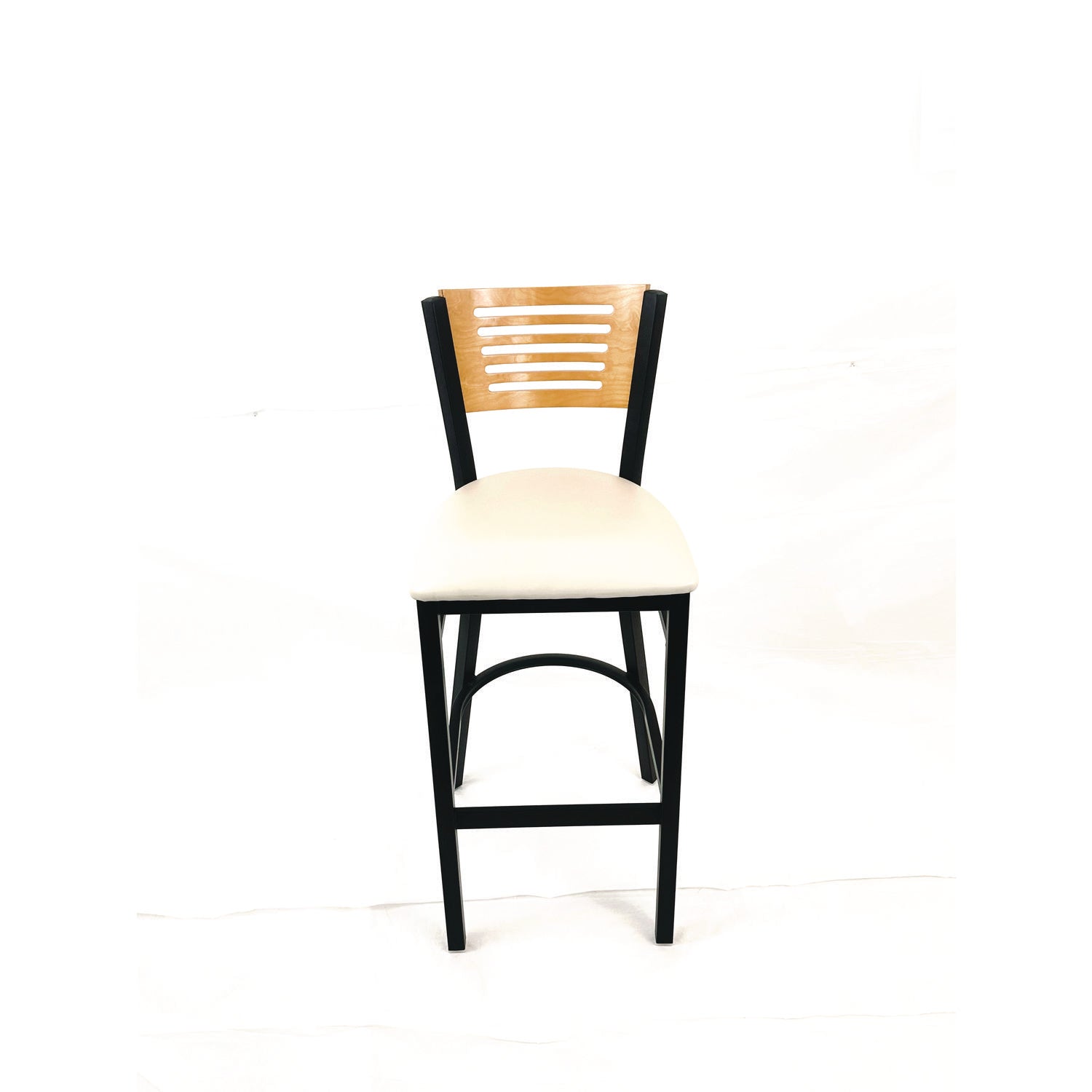 JMC Furniture Jones River Series Barstool, Supports Up to 300 lb, 28.5" Seat Height, Cream Seat, Natural Back, Black Base - Bloom Skins
