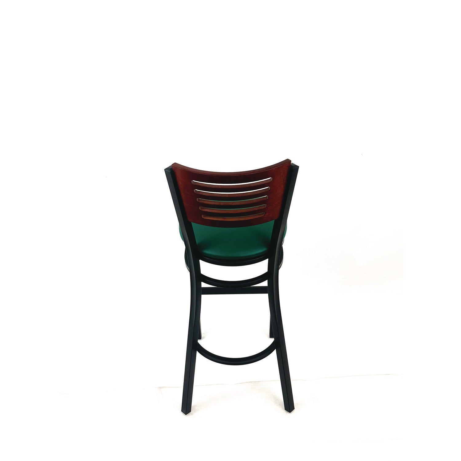 JMC Furniture Jones River Series Barstool, Supports Up to 300 lb, 28.5" Seat Height, Green Seat, Dark Mahogany Back, Black Base