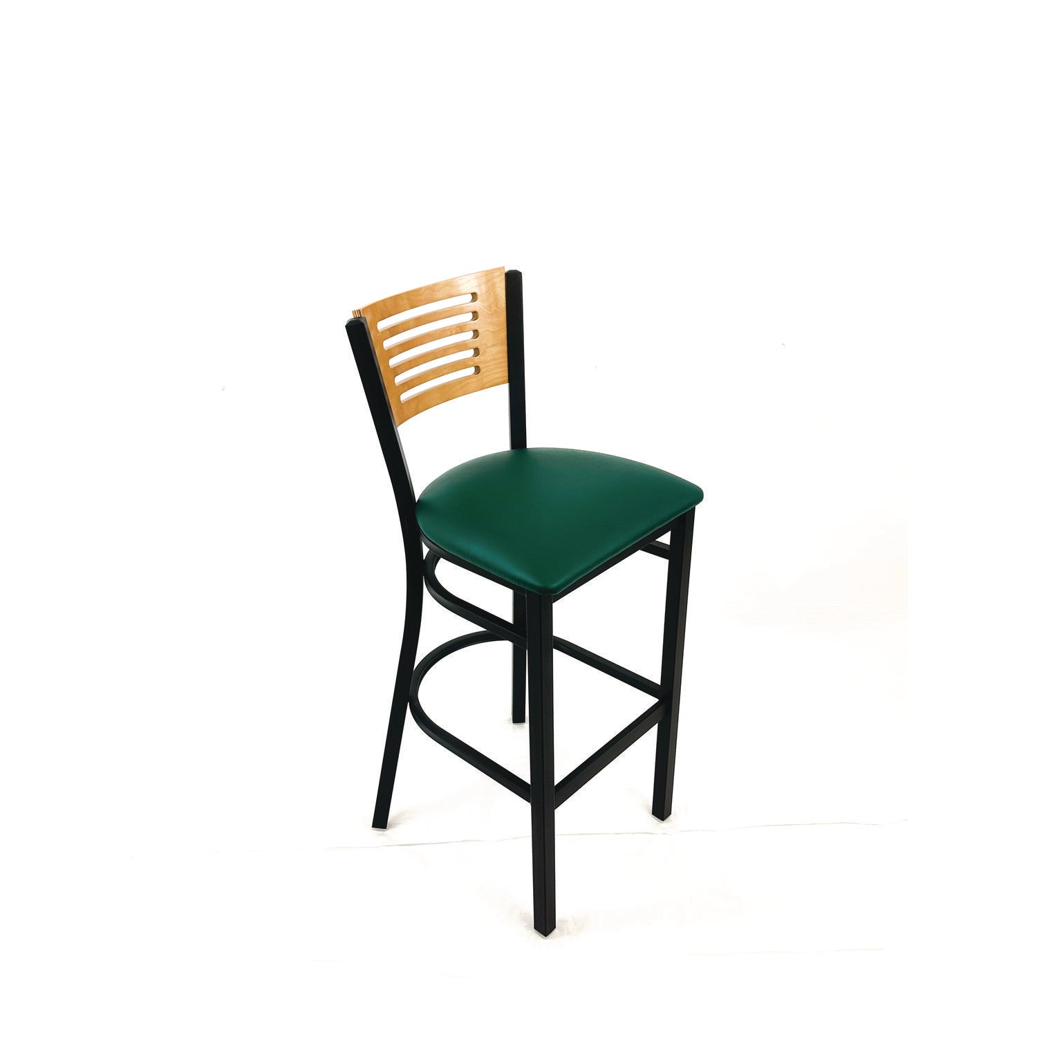 JMC Furniture Jones River Series Barstool, Supports Up to 300 lb, 28.5" Seat Height, Green Seat, Natural Back, Black Base