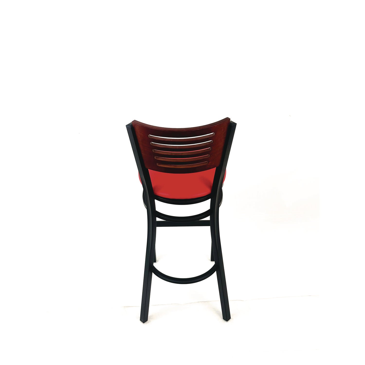 JMC Furniture Jones River Series Barstool, Supports Up to 300 lb, 28.5" Seat Height, Red Seat, Dark Mahogany Back, Black Base - Bloom Skins