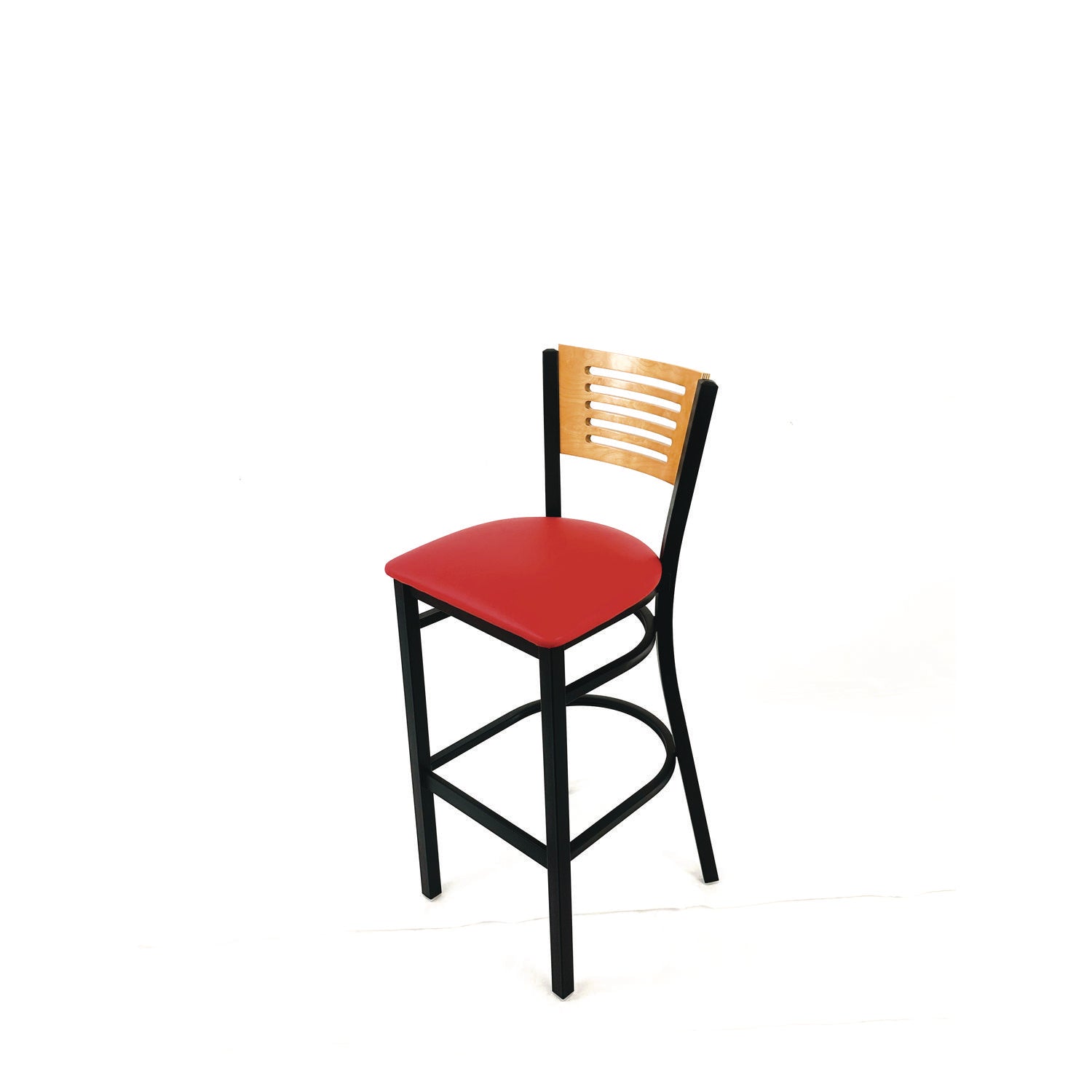 JMC Furniture Jones River Series Barstool, Supports Up to 300 lb, 28.5" Seat Height, Red Seat, Natural Back, Black Base - Bloom Skins