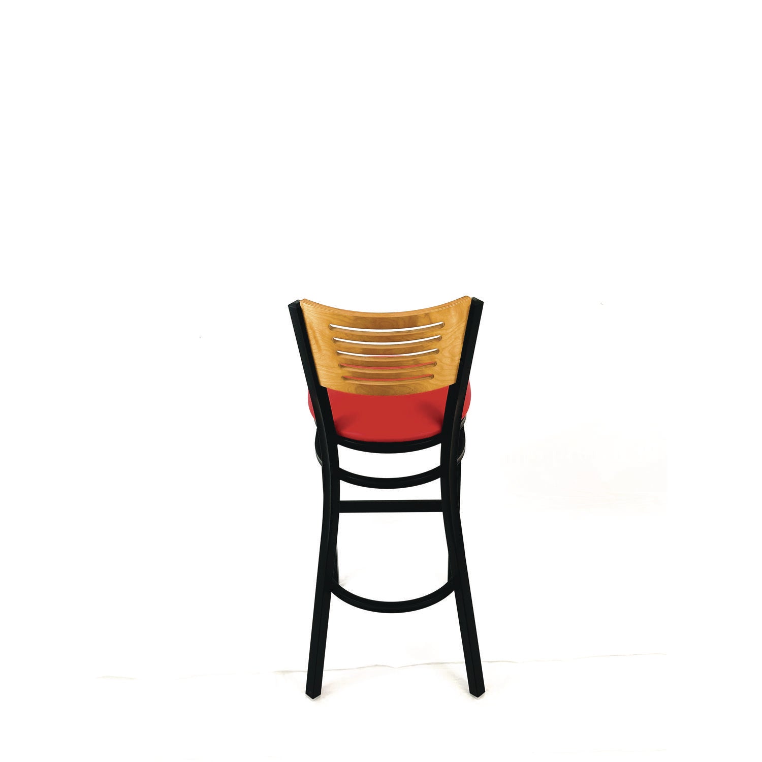 JMC Furniture Jones River Series Barstool, Supports Up to 300 lb, 28.5" Seat Height, Red Seat, Natural Back, Black Base - Bloom Skins